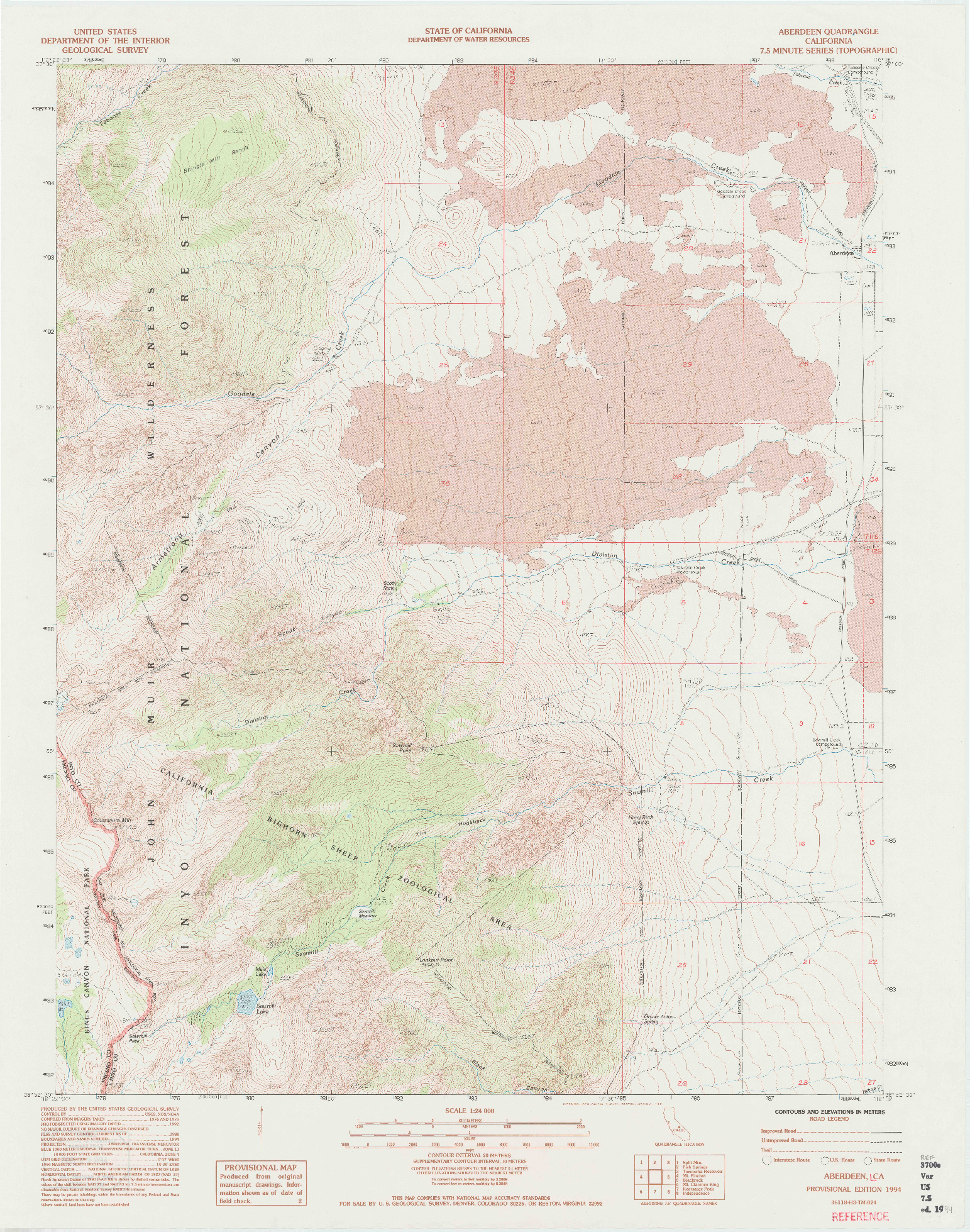 USGS 1:24000-SCALE QUADRANGLE FOR ABERDEEN, CA 1994