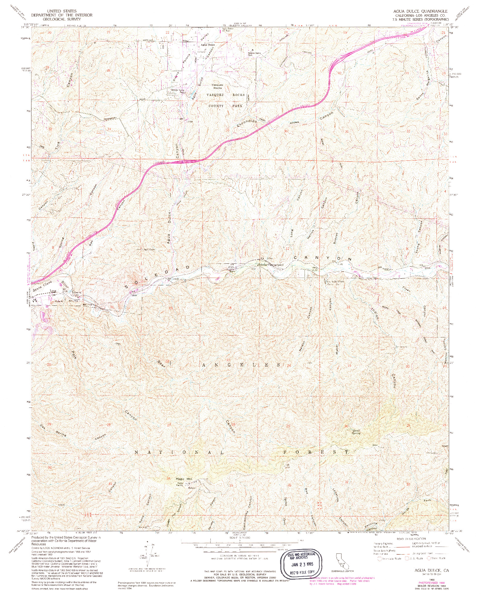 USGS 1:24000-SCALE QUADRANGLE FOR AGUA DULCE, CA 1960