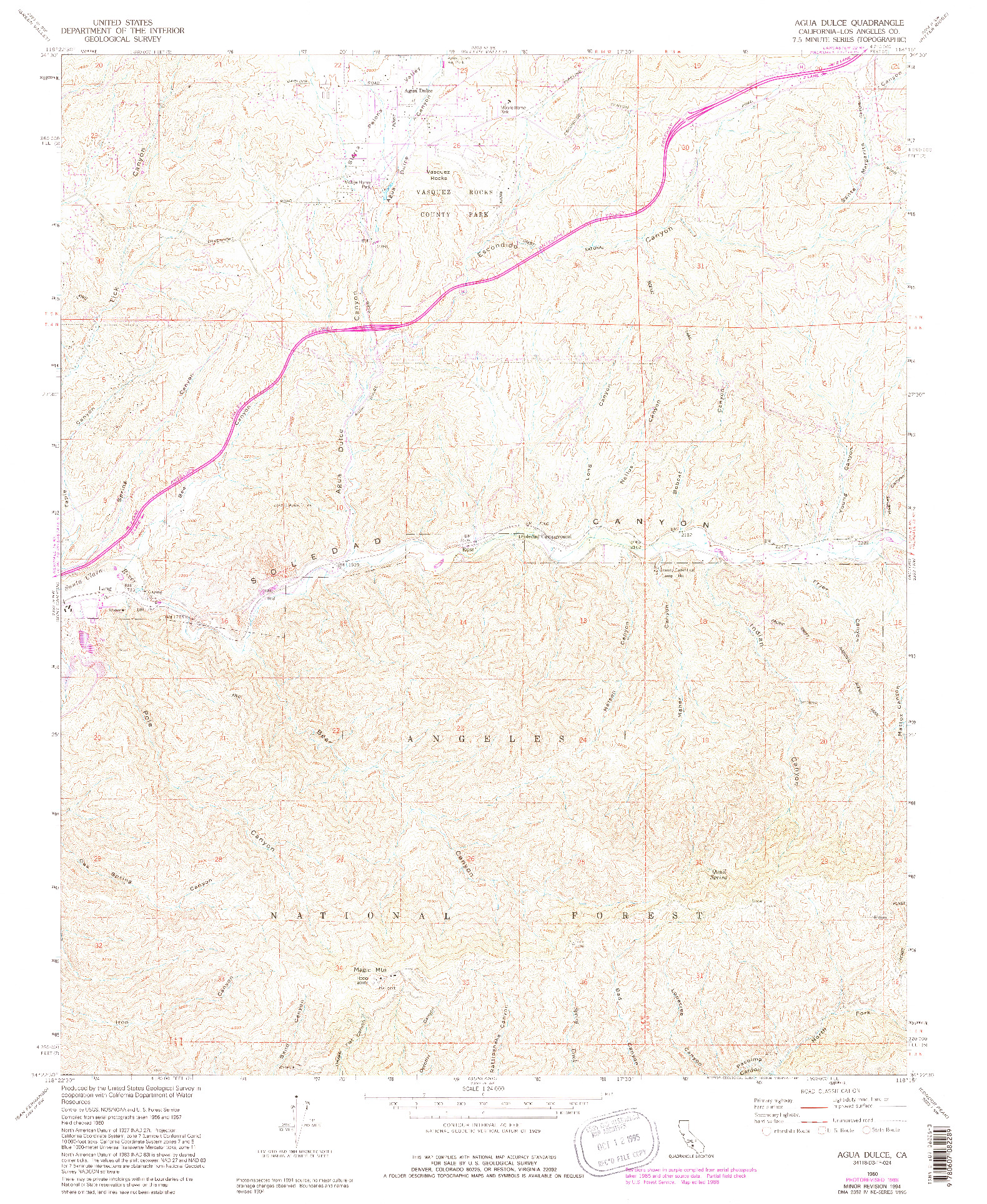 USGS 1:24000-SCALE QUADRANGLE FOR AGUA DULCE, CA 1960