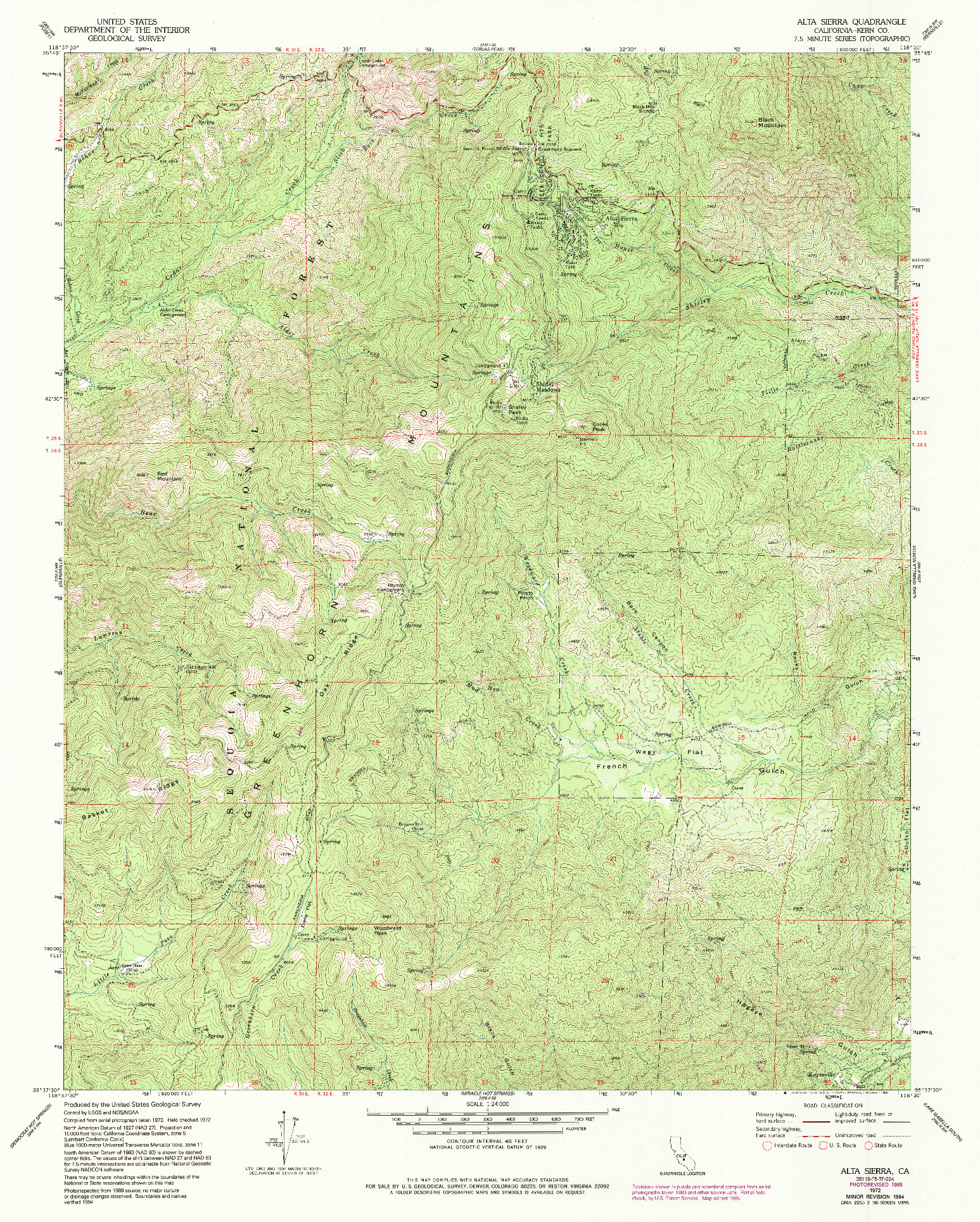 USGS 1:24000-SCALE QUADRANGLE FOR ALTA SIERRA, CA 1972