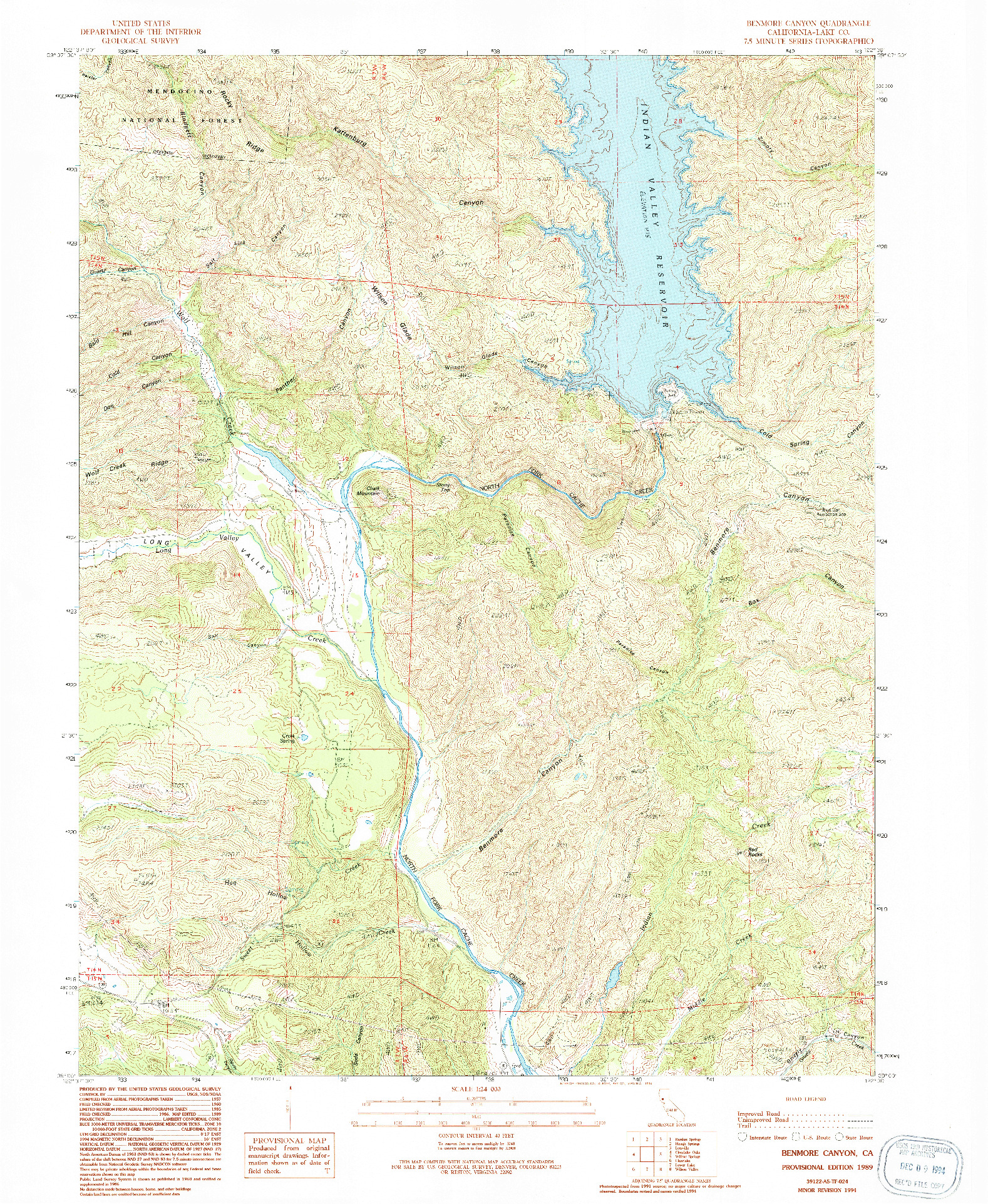 USGS 1:24000-SCALE QUADRANGLE FOR BENMORE CANYON, CA 1989