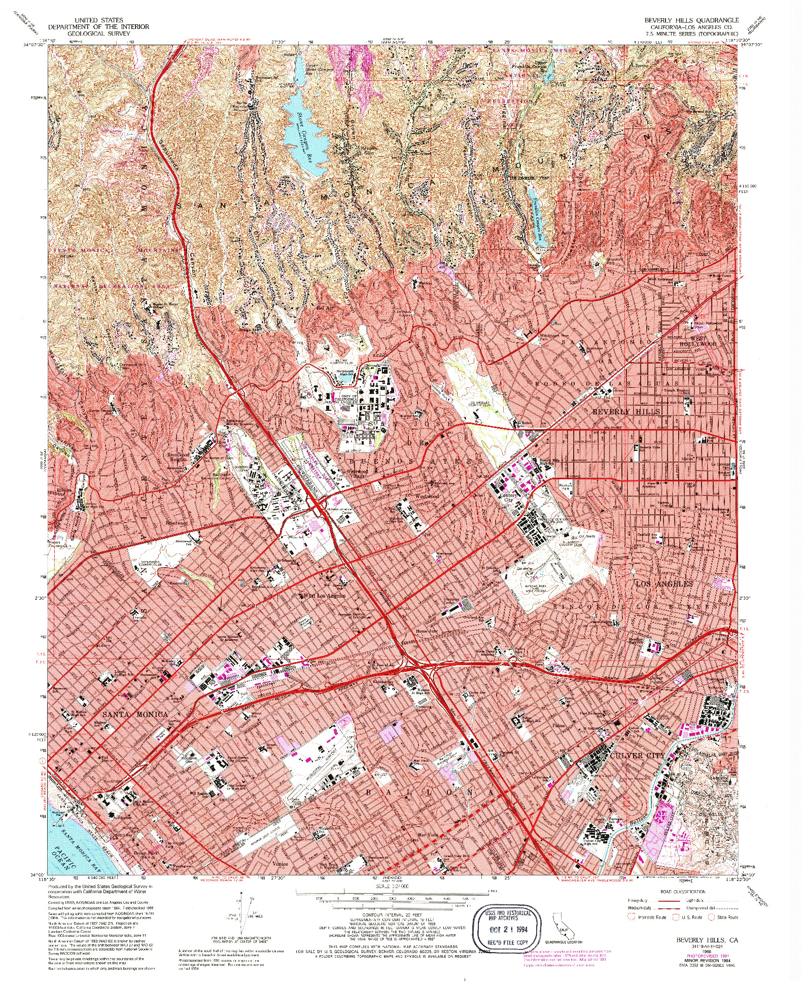 USGS 1:24000-SCALE QUADRANGLE FOR BEVERLY HILLS, CA 1966