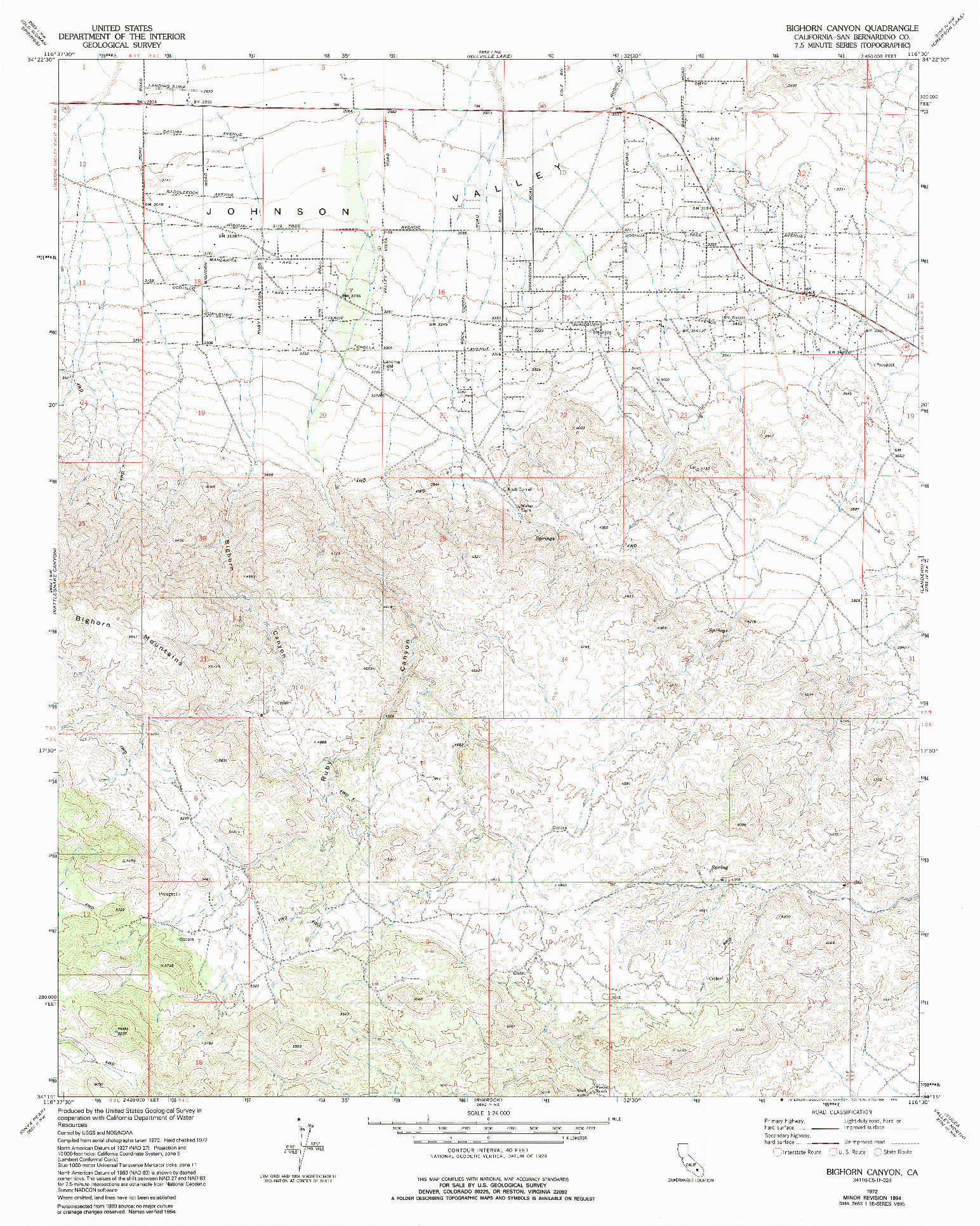 USGS 1:24000-SCALE QUADRANGLE FOR BIGHORN CANYON, CA 1972