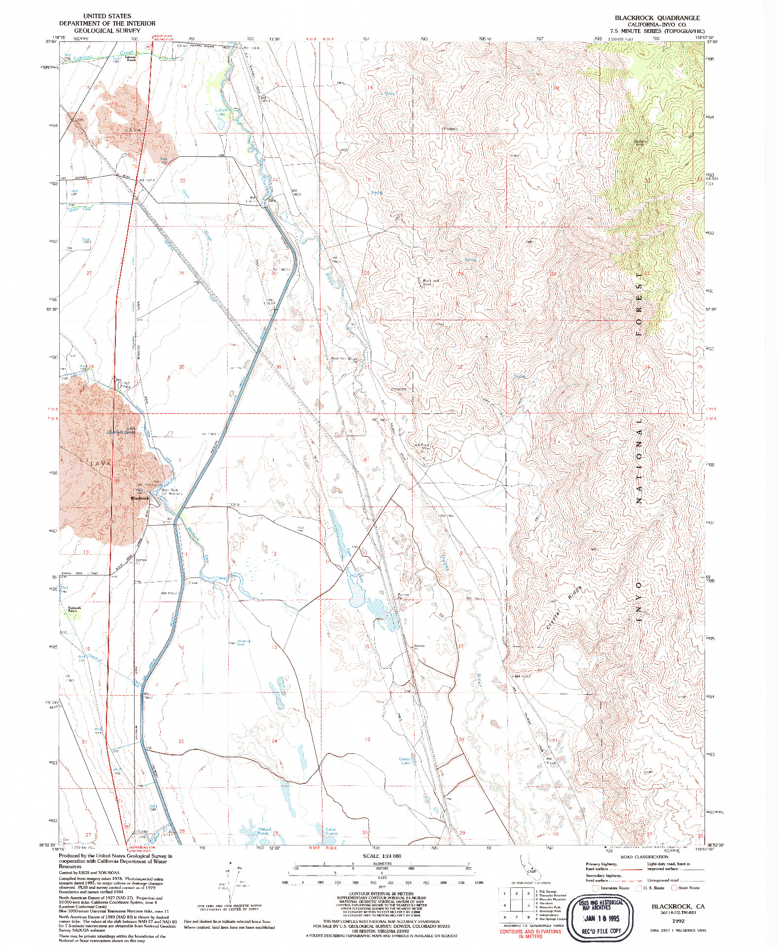 USGS 1:24000-SCALE QUADRANGLE FOR BLACKROCK, CA 1992