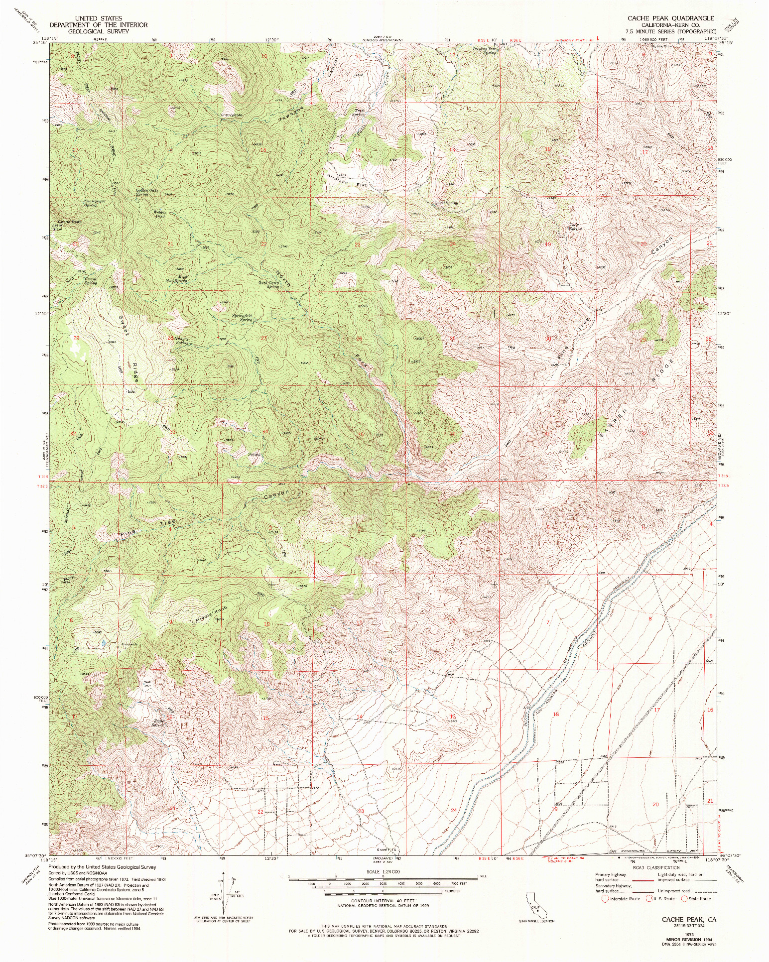 USGS 1:24000-SCALE QUADRANGLE FOR CACHE PEAK, CA 1973