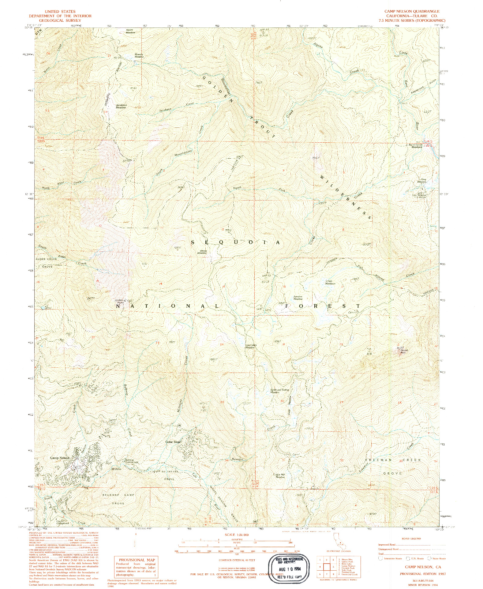 USGS 1:24000-SCALE QUADRANGLE FOR CAMP NELSON, CA 1987