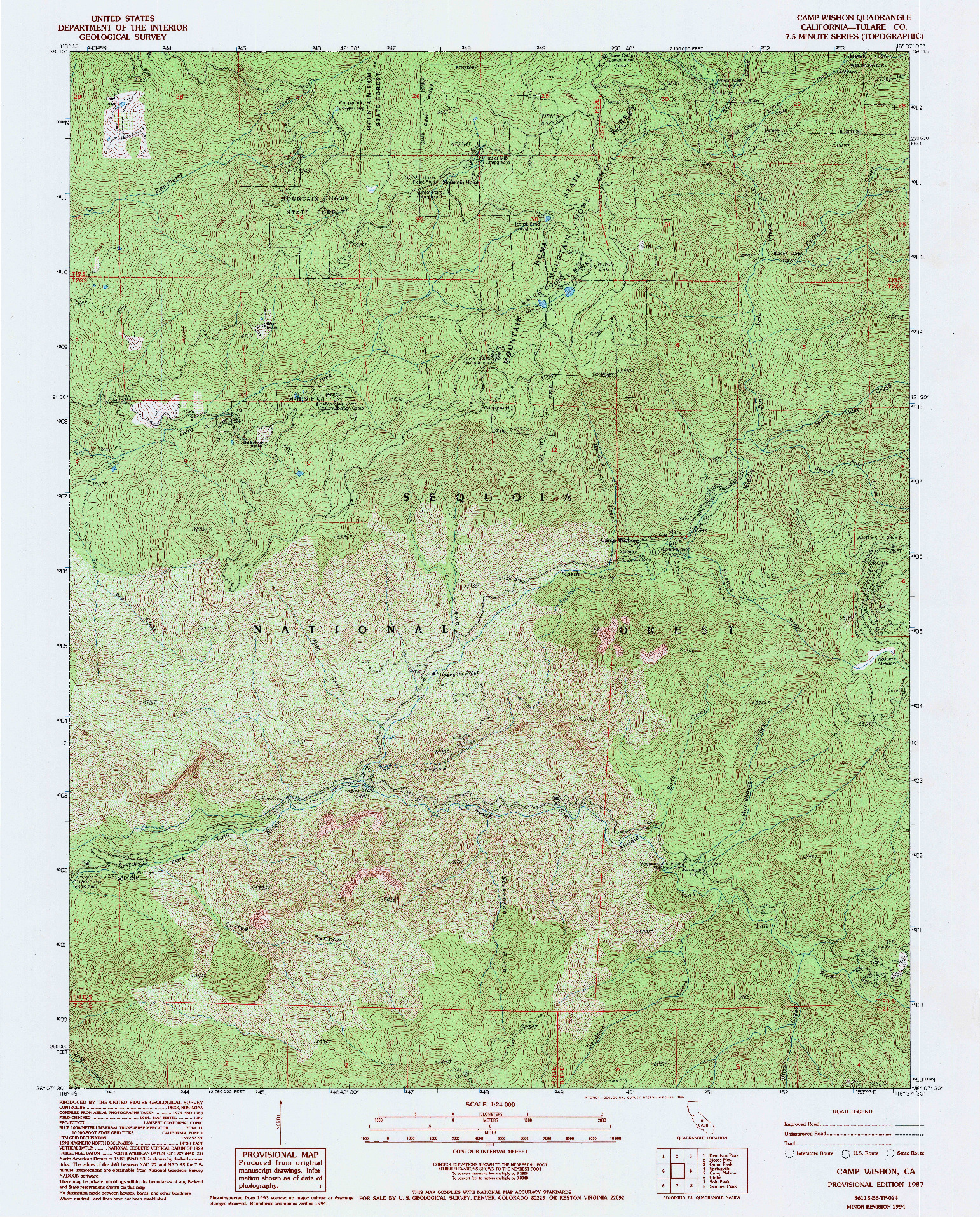 USGS 1:24000-SCALE QUADRANGLE FOR CAMP WISHON, CA 1987