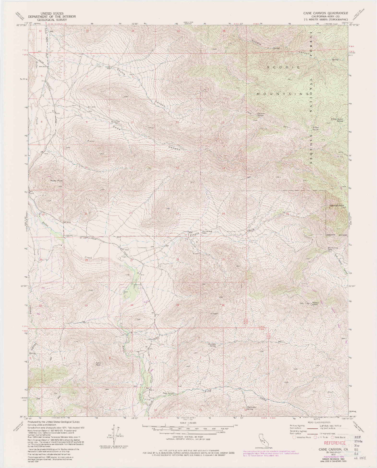 USGS 1:24000-SCALE QUADRANGLE FOR CANE CANYON, CA 1972