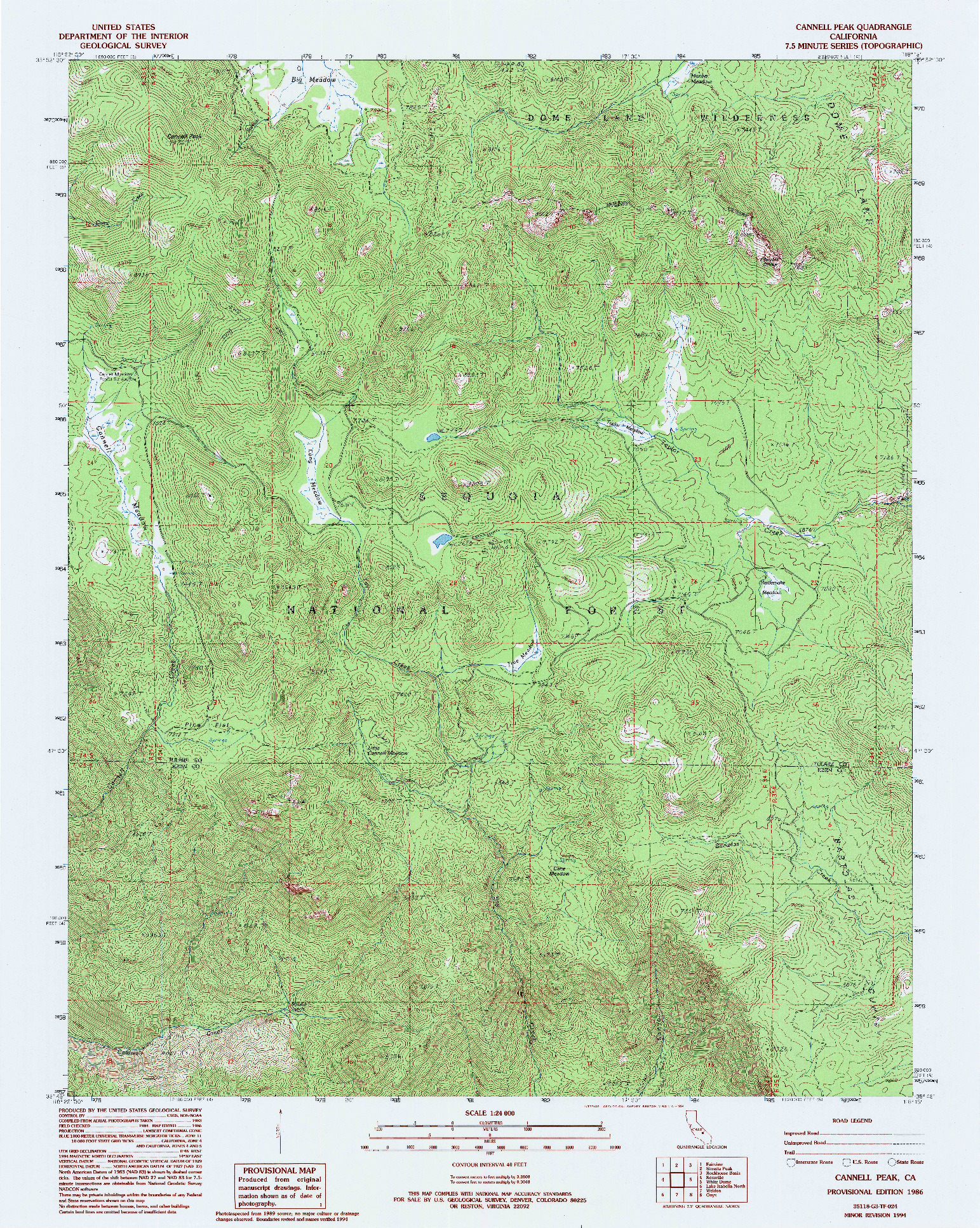 USGS 1:24000-SCALE QUADRANGLE FOR CANNELL PEAK, CA 1986