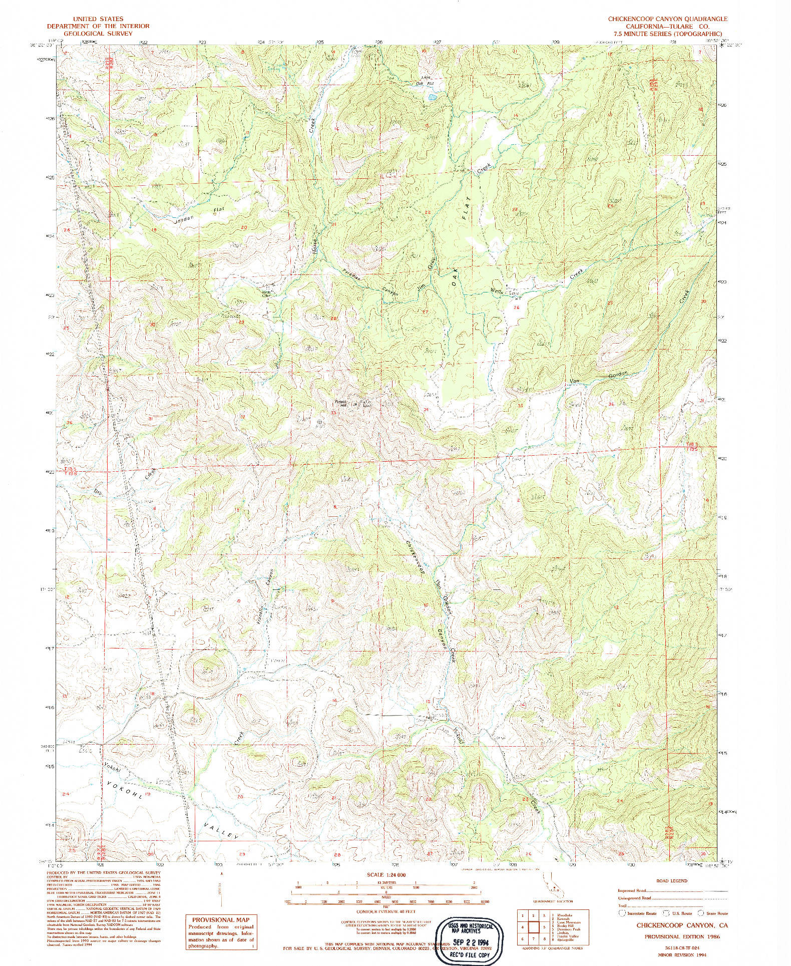 USGS 1:24000-SCALE QUADRANGLE FOR CHICKENCOOP CANYON, CA 1986