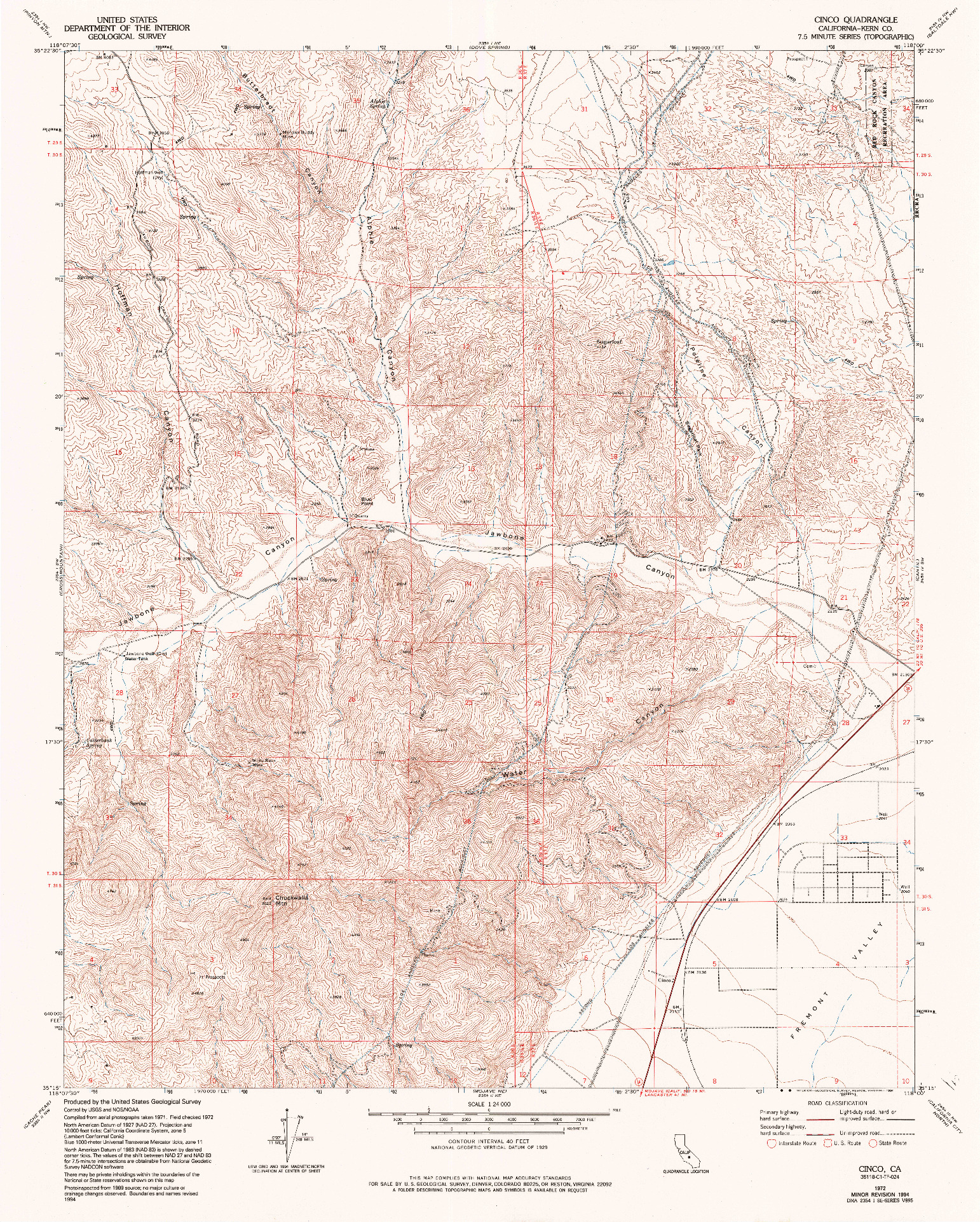 USGS 1:24000-SCALE QUADRANGLE FOR CINCO, CA 1972