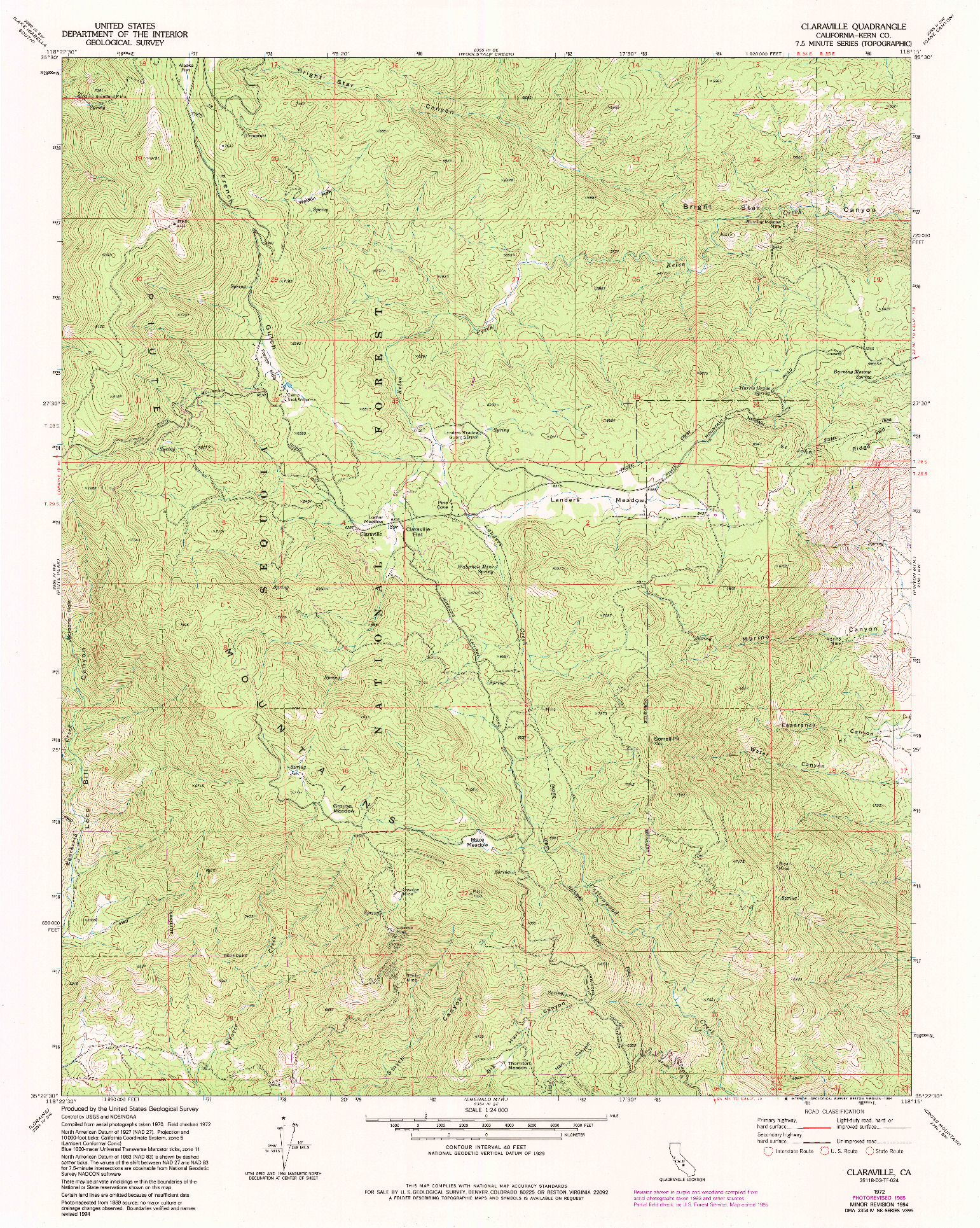 USGS 1:24000-SCALE QUADRANGLE FOR CLARAVILLE, CA 1972