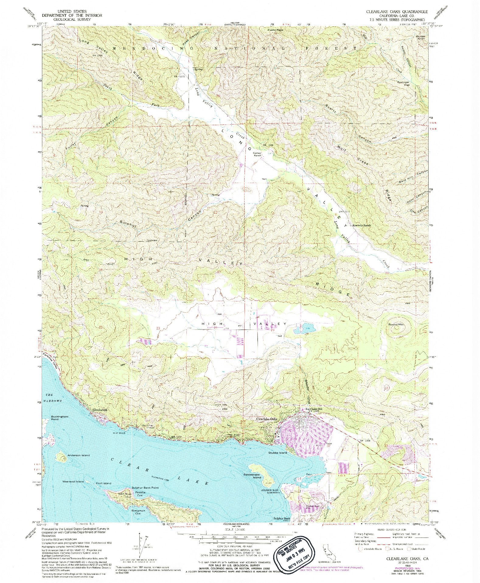 USGS 1:24000-SCALE QUADRANGLE FOR CLEARLAKE OAKS, CA 1958