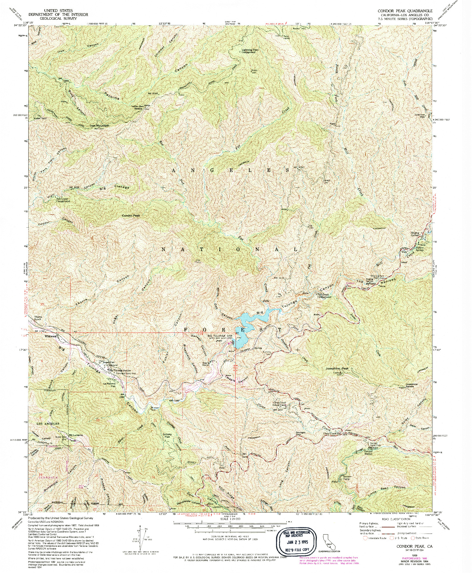 USGS 1:24000-SCALE QUADRANGLE FOR CONDOR PEAK, CA 1959