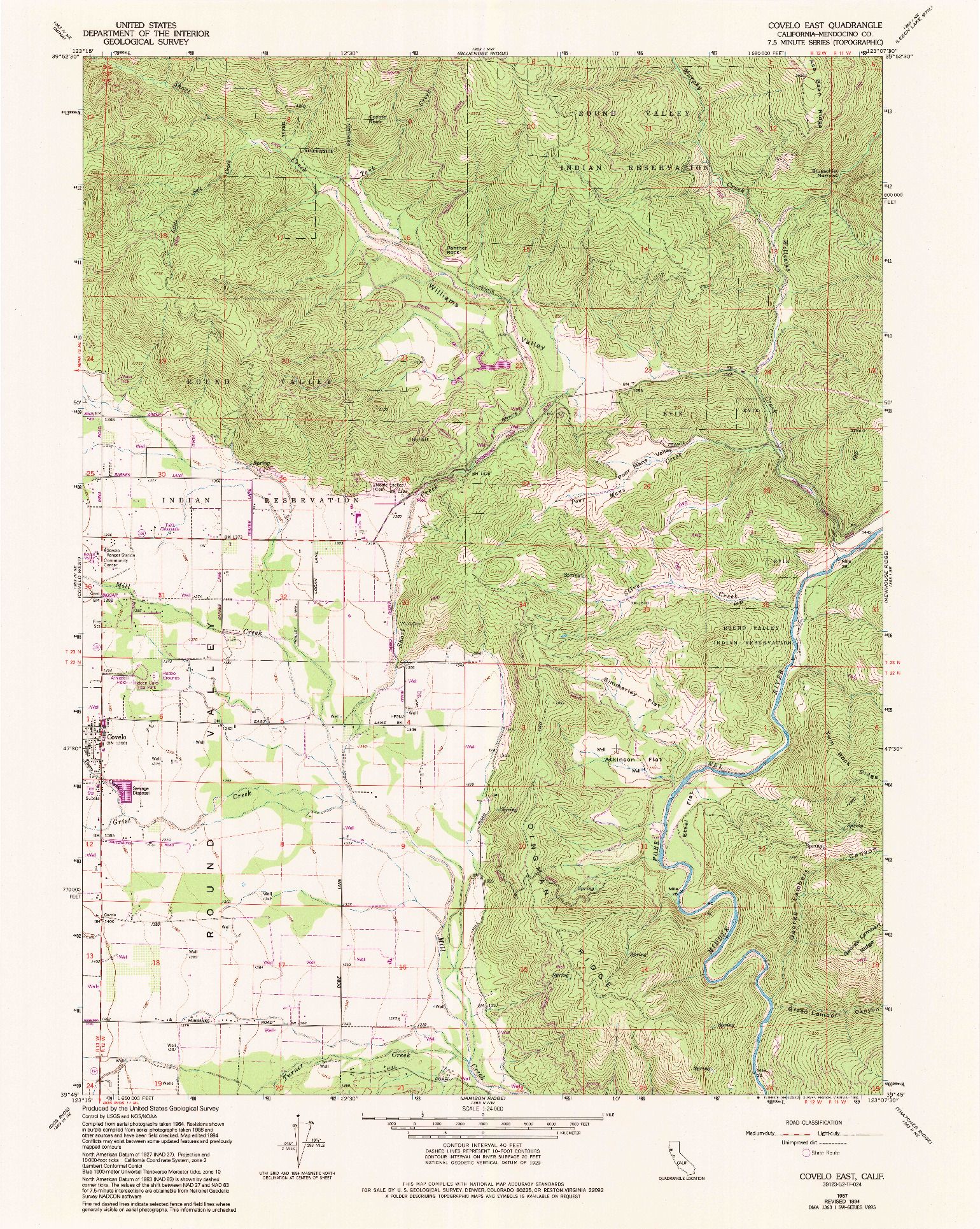 USGS 1:24000-SCALE QUADRANGLE FOR COVELO EAST, CA 1967