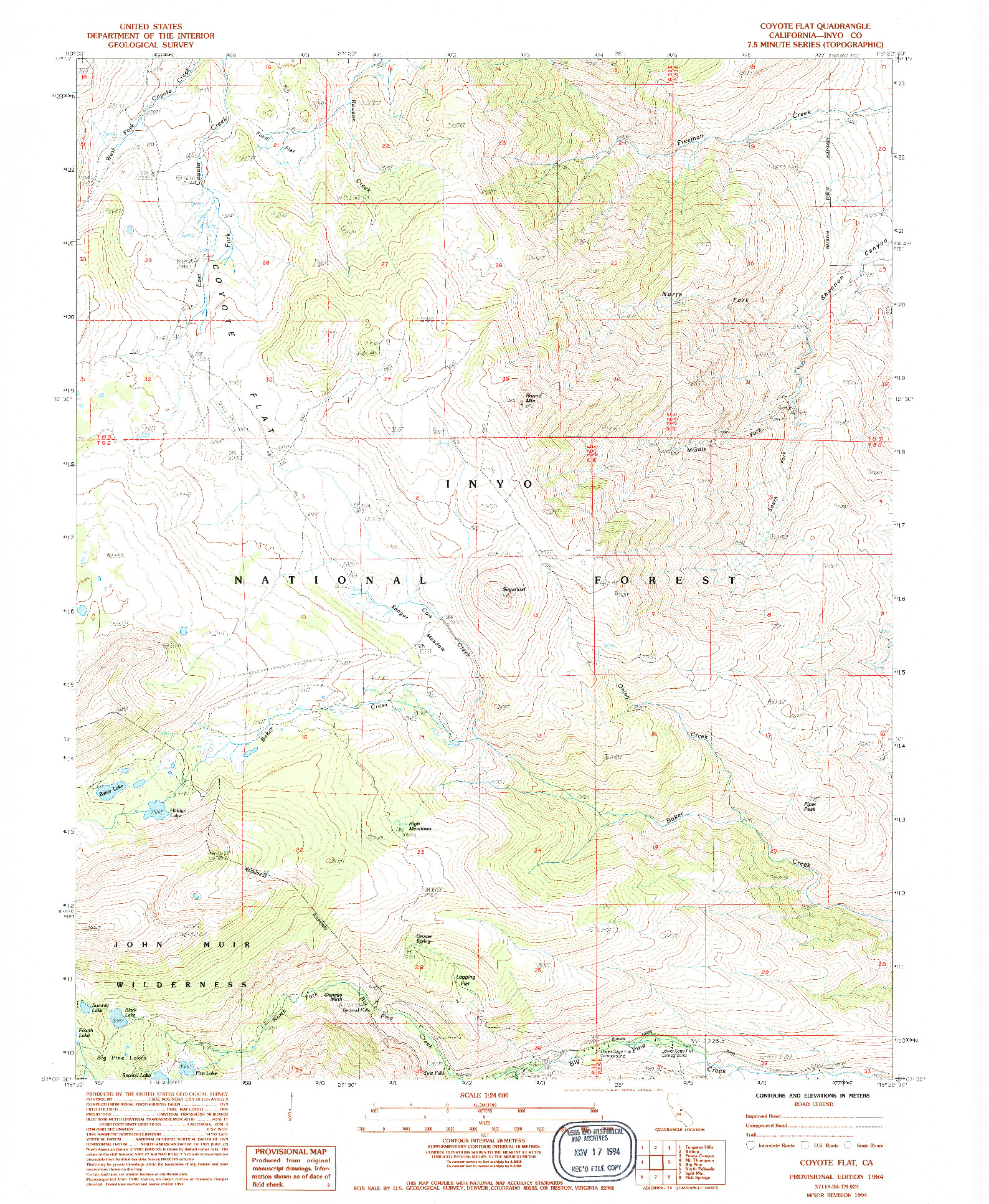 USGS 1:24000-SCALE QUADRANGLE FOR COYOTE FLAT, CA 1984