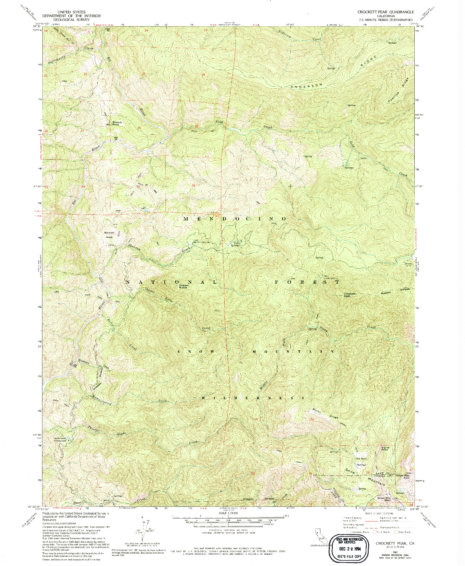 USGS 1:24000-SCALE QUADRANGLE FOR CROCKETT PEAK, CA 1967