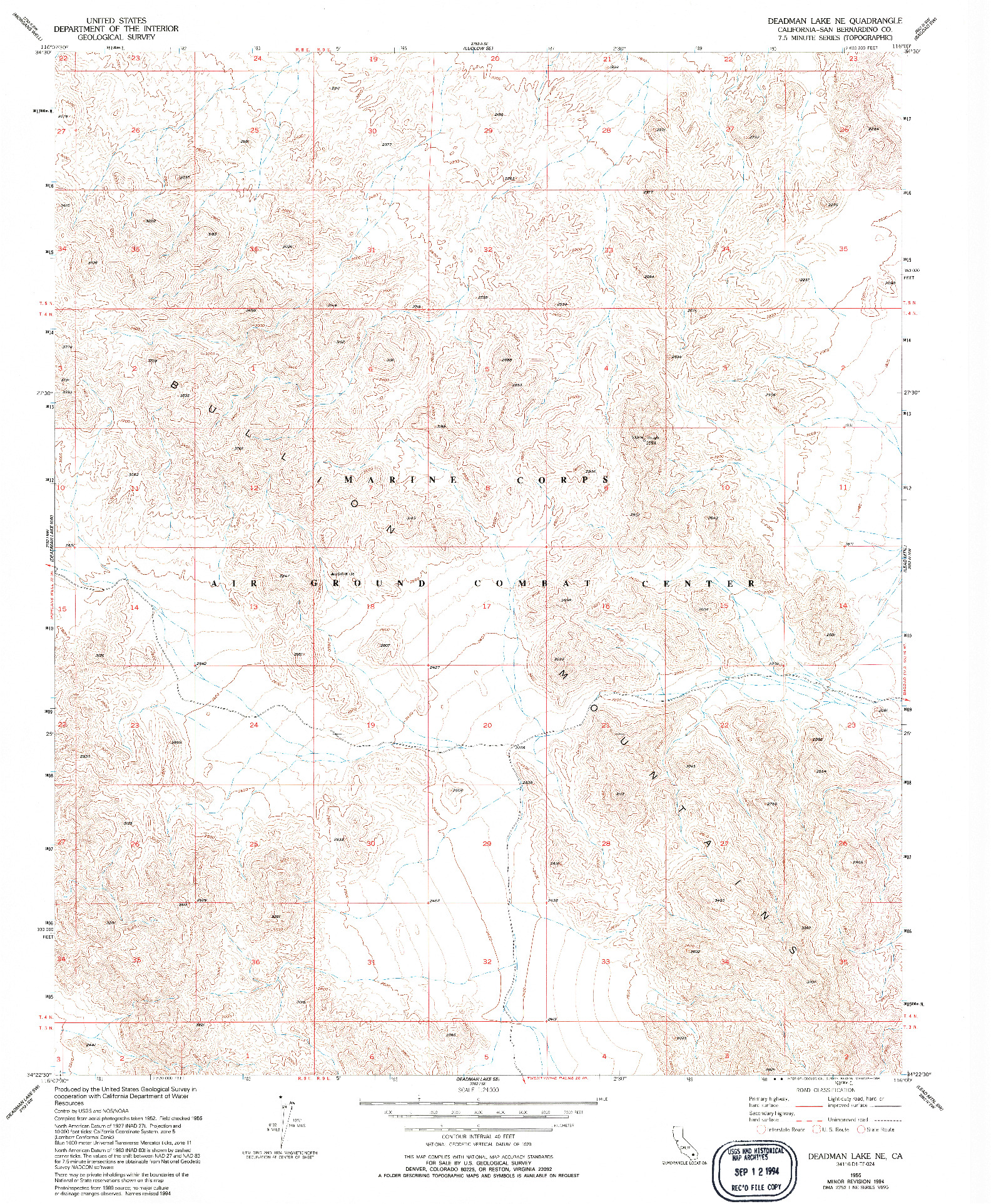 USGS 1:24000-SCALE QUADRANGLE FOR DEADMAN LAKE NE, CA 1955