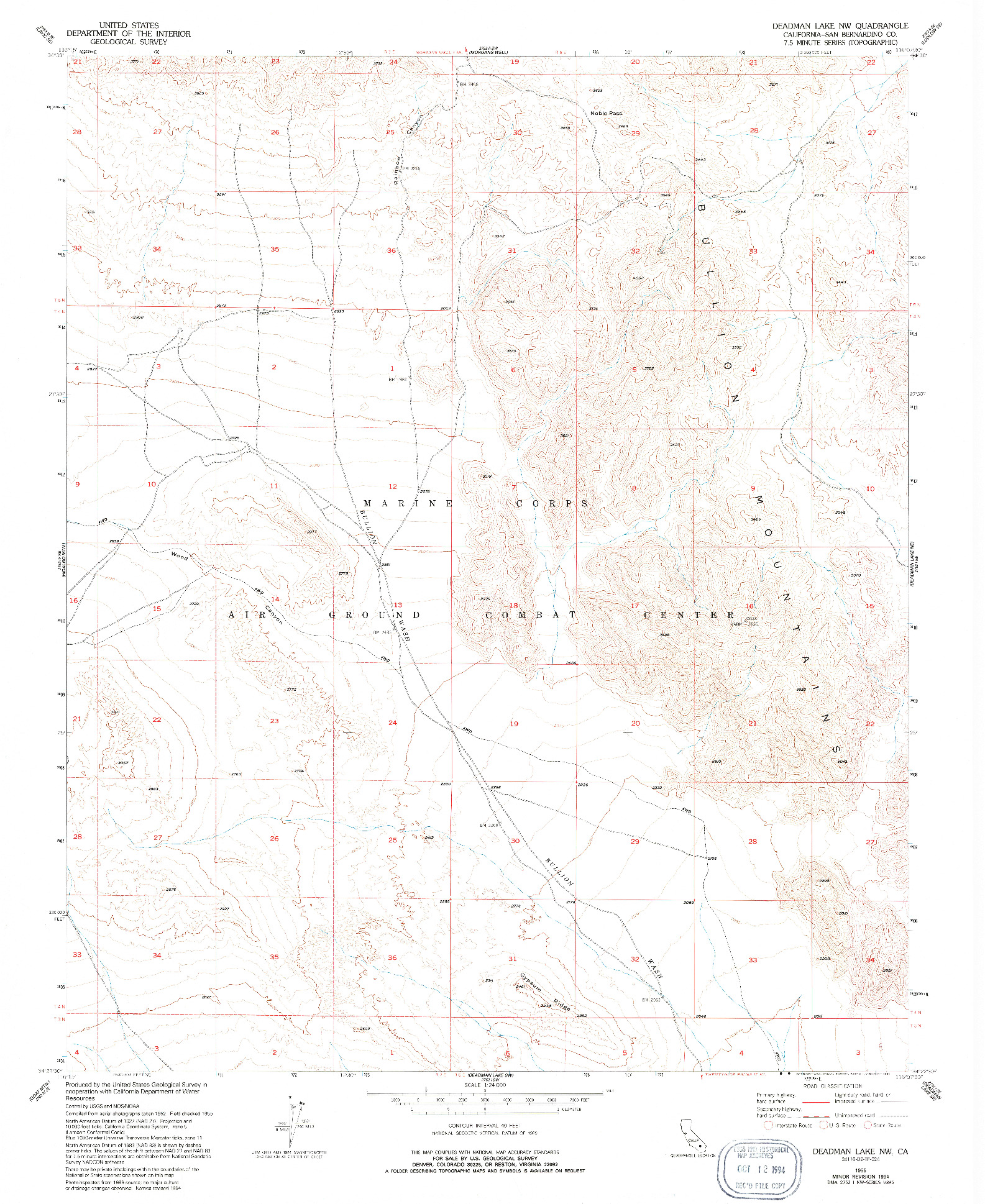 USGS 1:24000-SCALE QUADRANGLE FOR DEADMAN LAKE NW, CA 1955