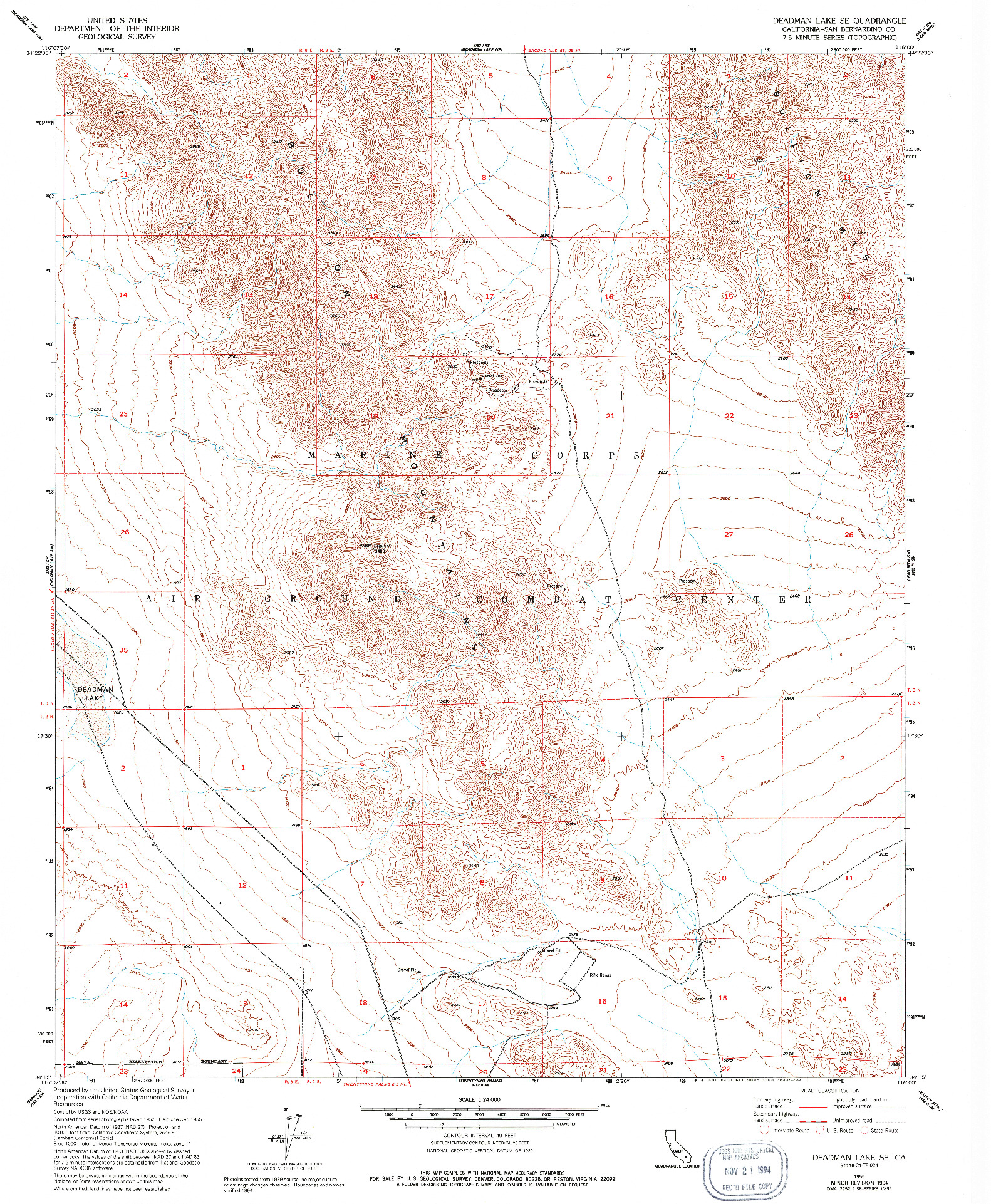 USGS 1:24000-SCALE QUADRANGLE FOR DEADMAN LAKE SE, CA 1955