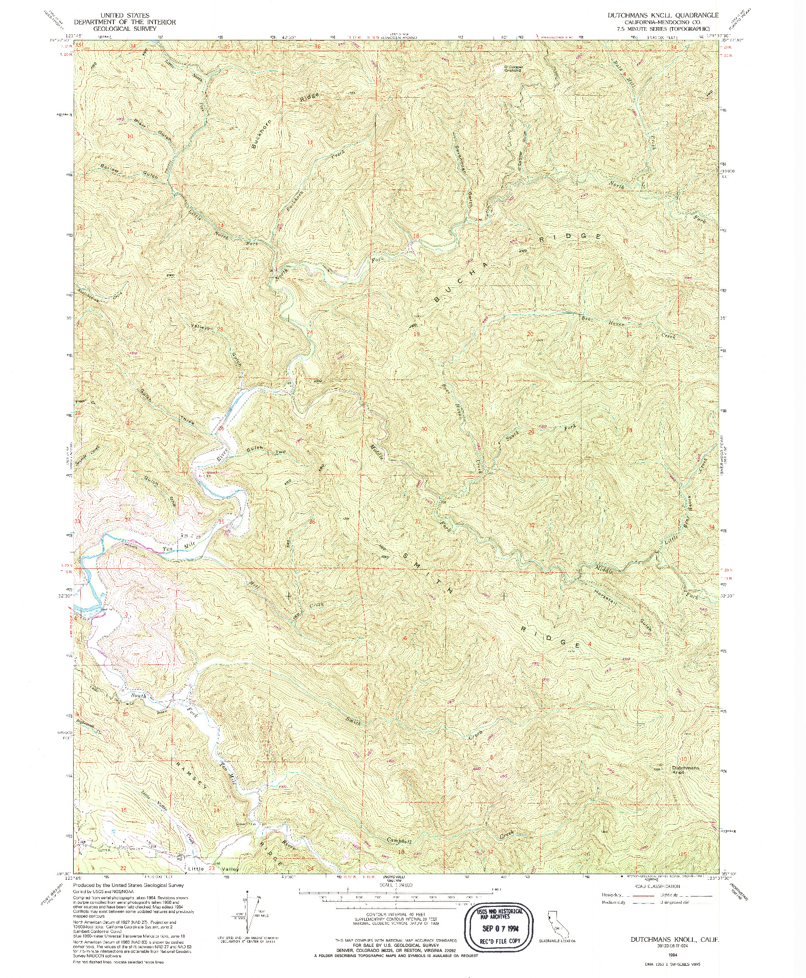 USGS 1:24000-SCALE QUADRANGLE FOR DUTCHMANS KNOLL, CA 1994