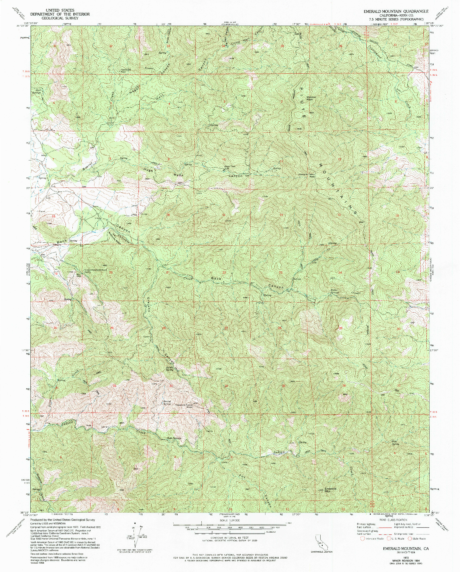 USGS 1:24000-SCALE QUADRANGLE FOR EMERALD MOUNTAIN, CA 1972