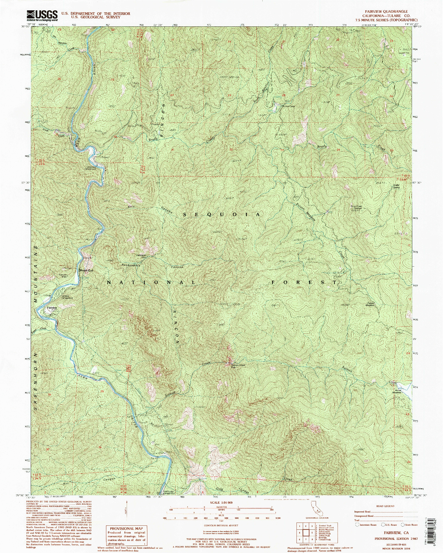 USGS 1:24000-SCALE QUADRANGLE FOR FAIRVIEW, CA 1987