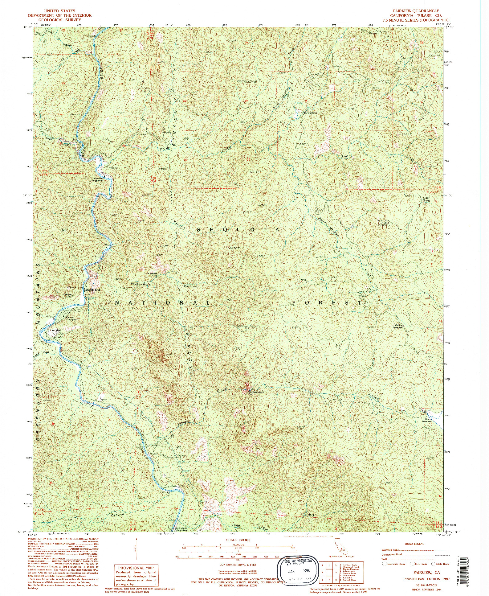 USGS 1:24000-SCALE QUADRANGLE FOR FAIRVIEW, CA 1987