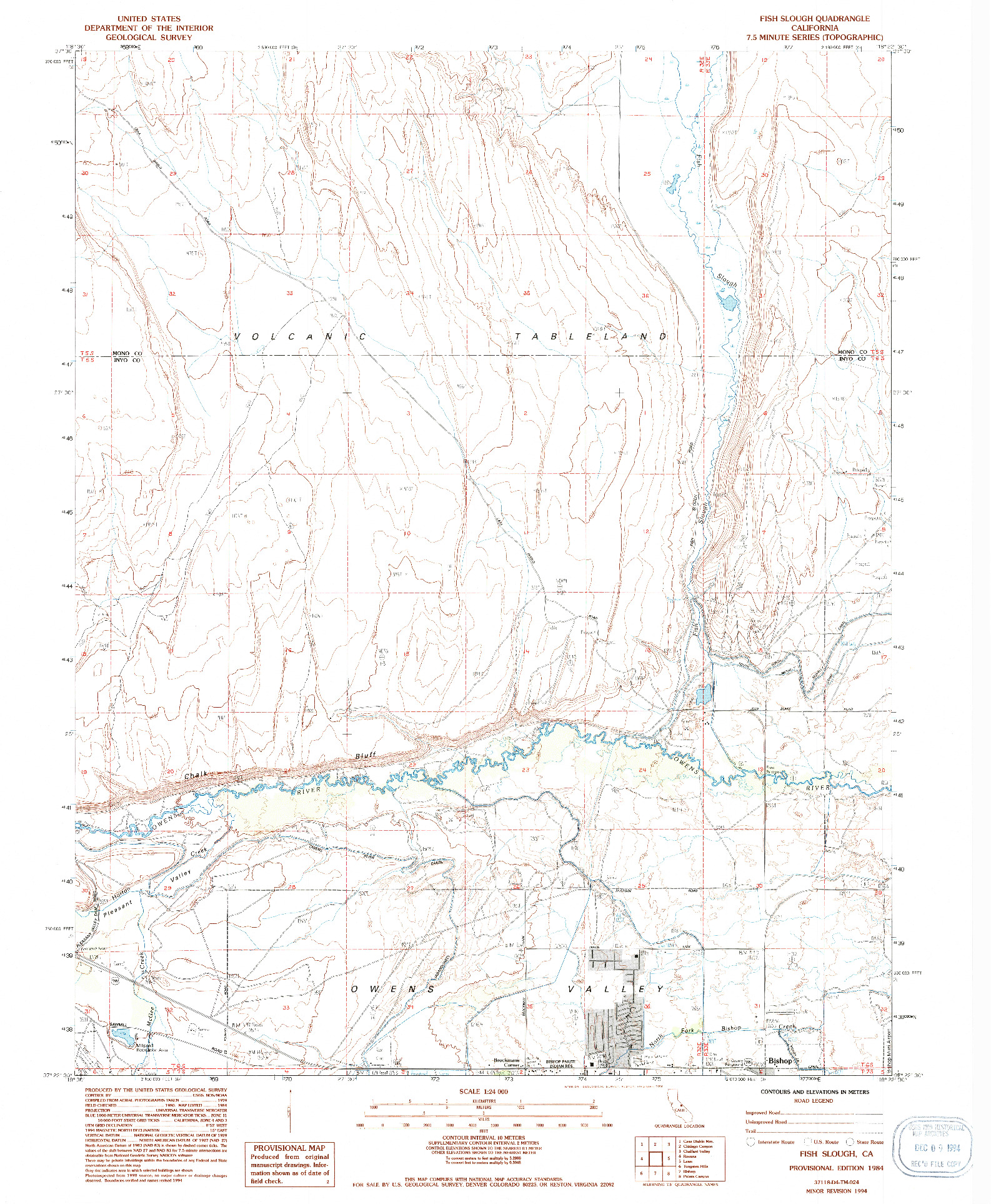 USGS 1:24000-SCALE QUADRANGLE FOR FISH SLOUGH, CA 1984