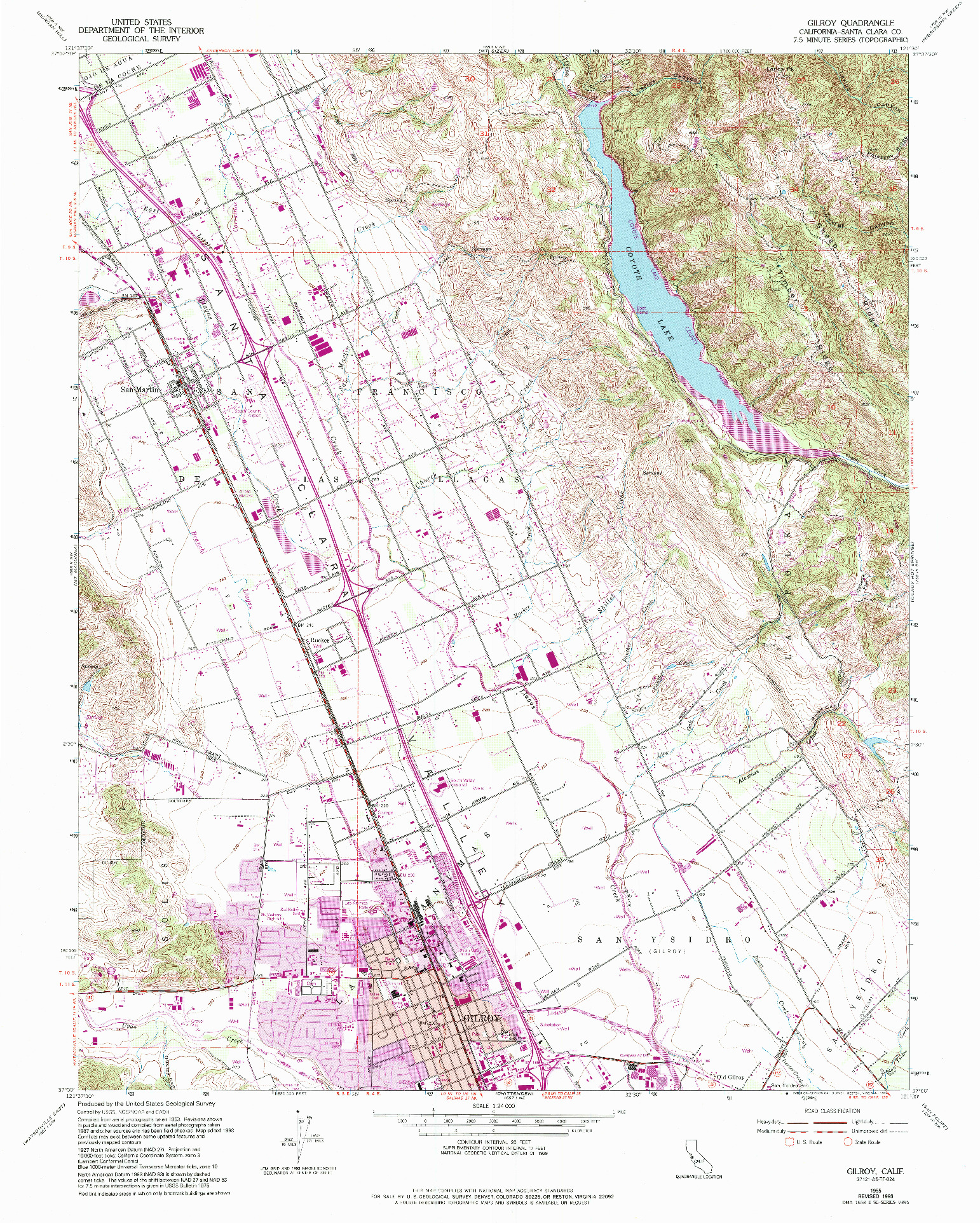 USGS 1:24000-SCALE QUADRANGLE FOR GILROY, CA 1955