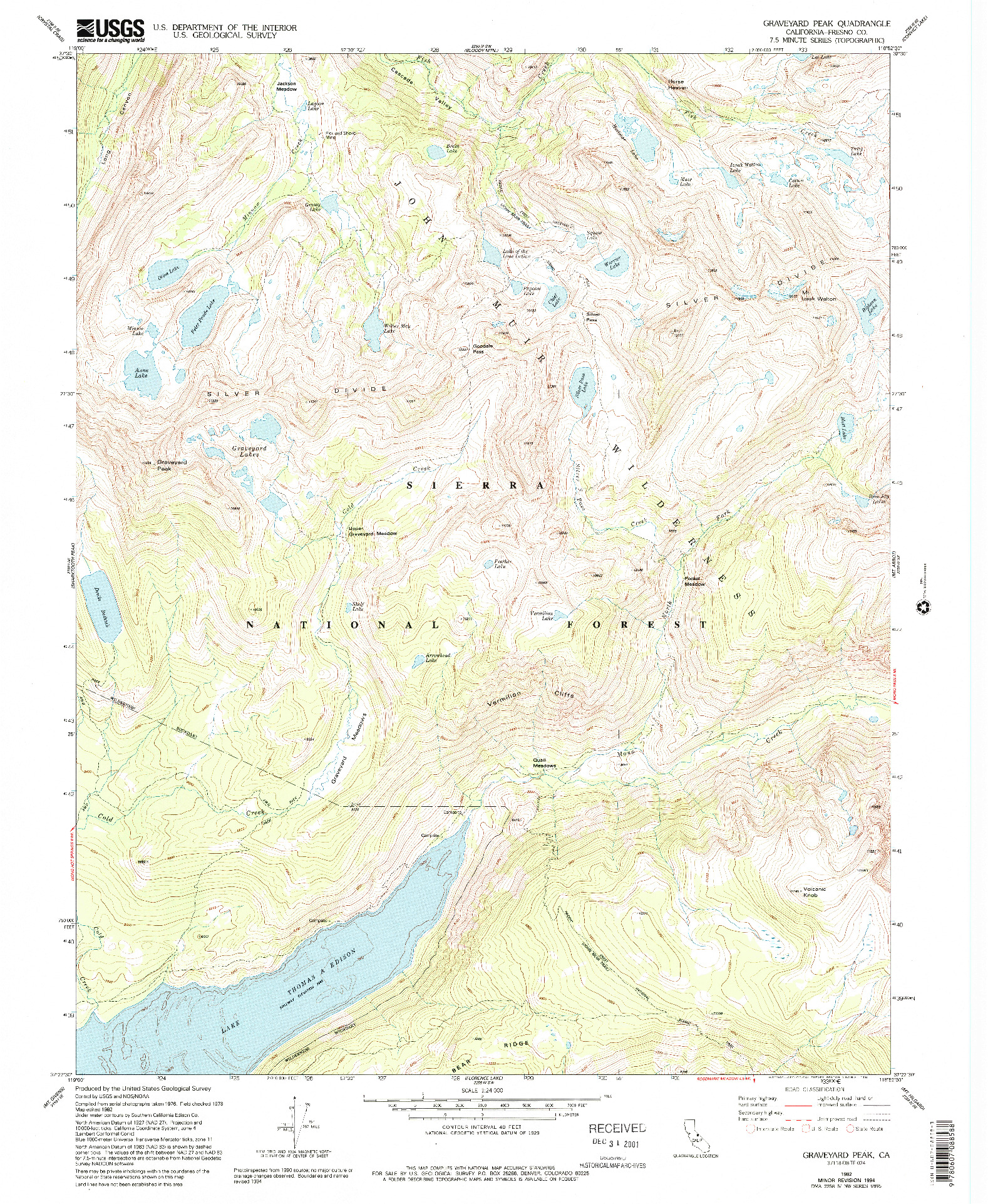 USGS 1:24000-SCALE QUADRANGLE FOR GRAVEYARD PEAK, CA 1982