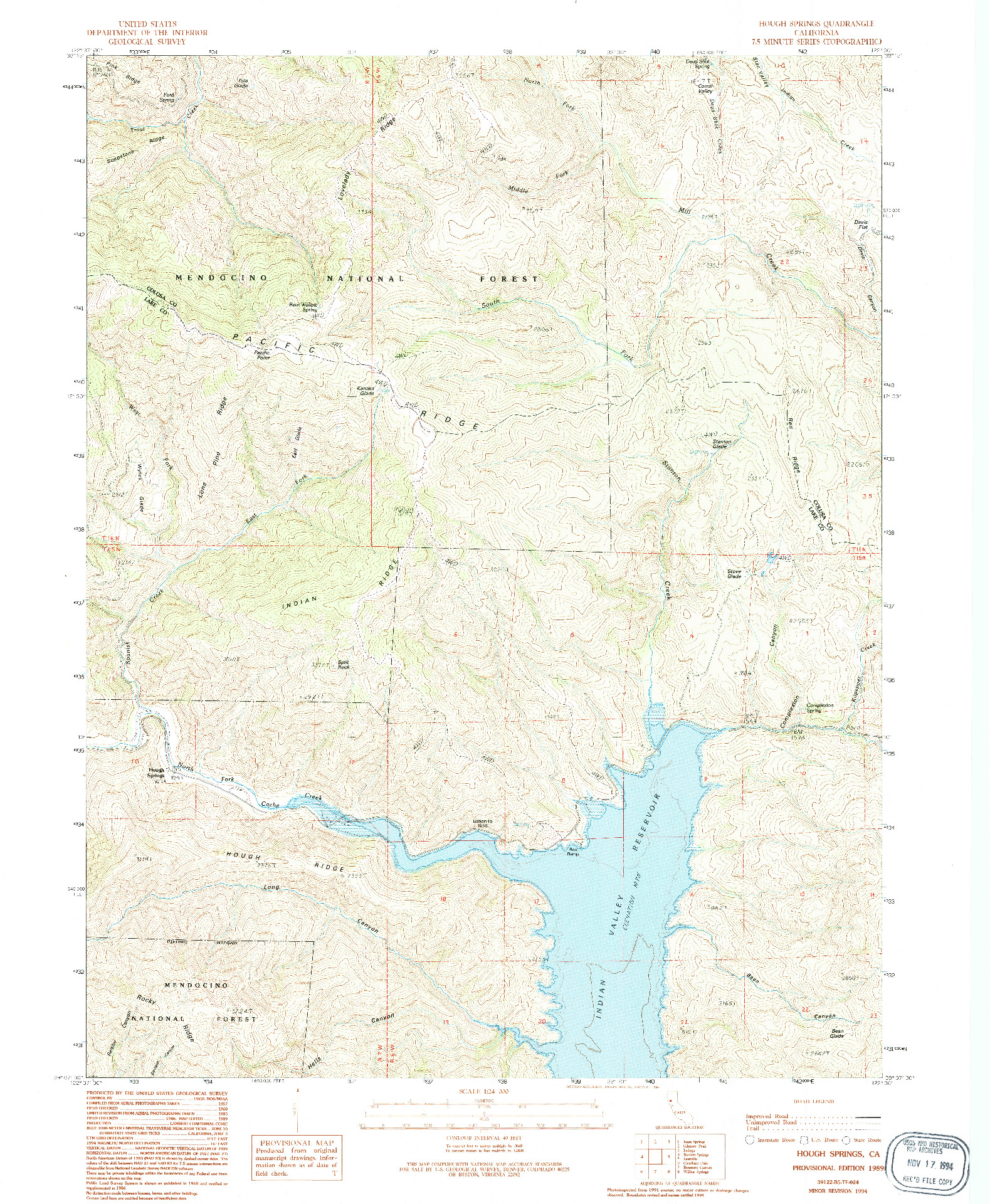 USGS 1:24000-SCALE QUADRANGLE FOR HOUGH SPRINGS, CA 1989