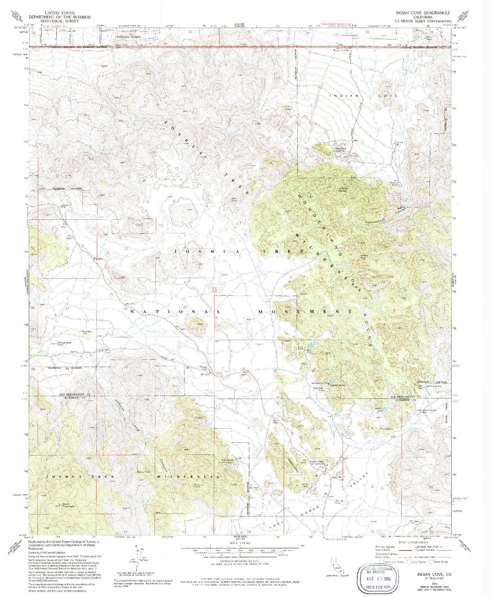 USGS 1:24000-SCALE QUADRANGLE FOR INDIAN COVE, CA 1972