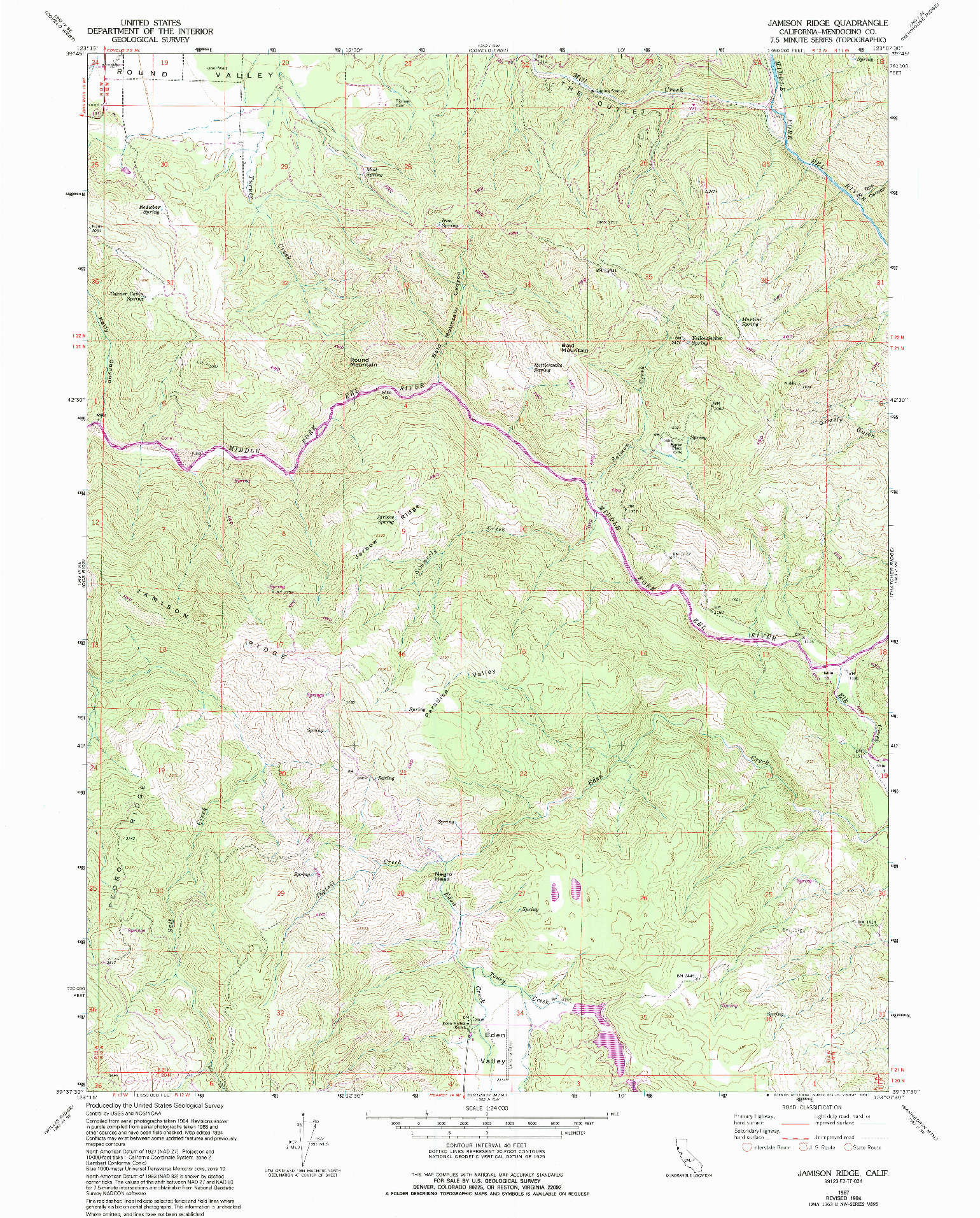 USGS 1:24000-SCALE QUADRANGLE FOR JAMISON RIDGE, CA 1967