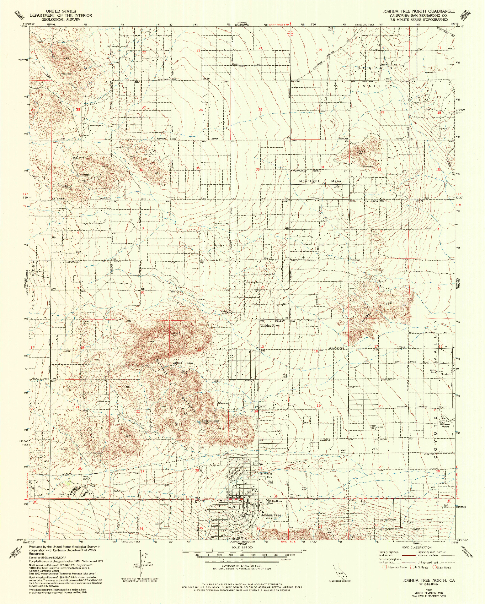 USGS 1:24000-SCALE QUADRANGLE FOR JOSHUA TREE NORTH, CA 1972