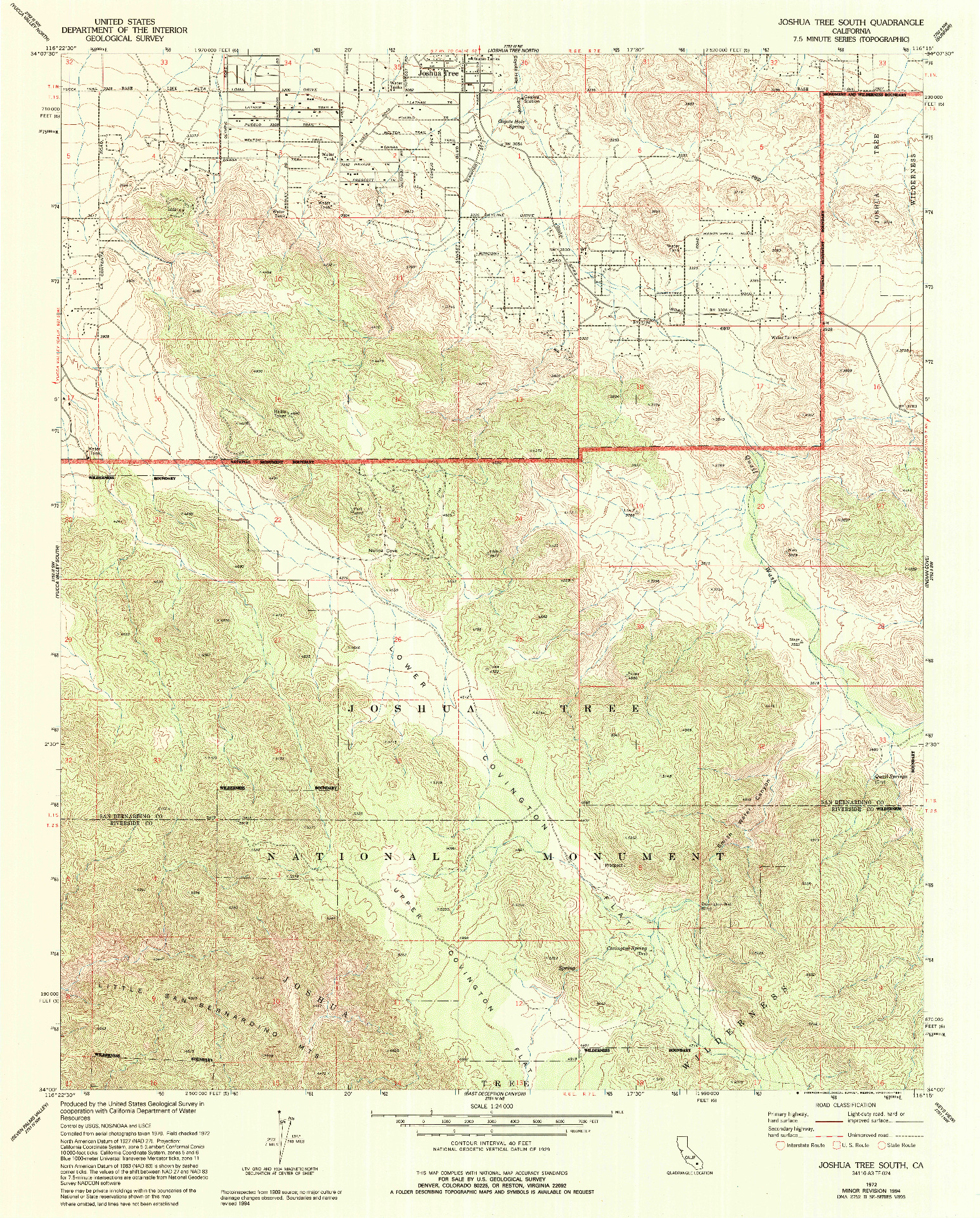 USGS 1:24000-SCALE QUADRANGLE FOR JOSHUA TREE SOUTH, CA 1972