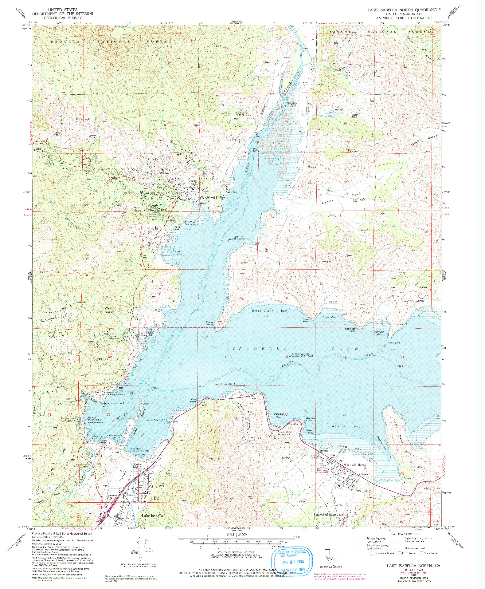 USGS 1:24000-SCALE QUADRANGLE FOR LAKE ISABELLA NORTH, CA 1972