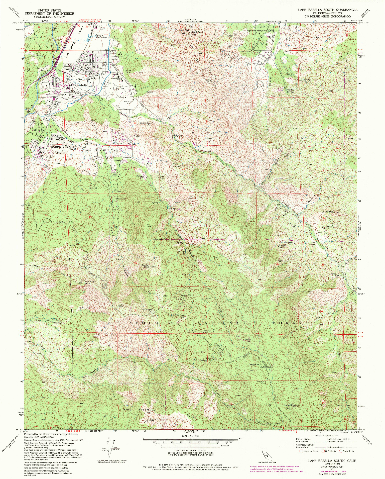 USGS 1:24000-SCALE QUADRANGLE FOR LAKE ISABELLA SOUTH, CA 1972