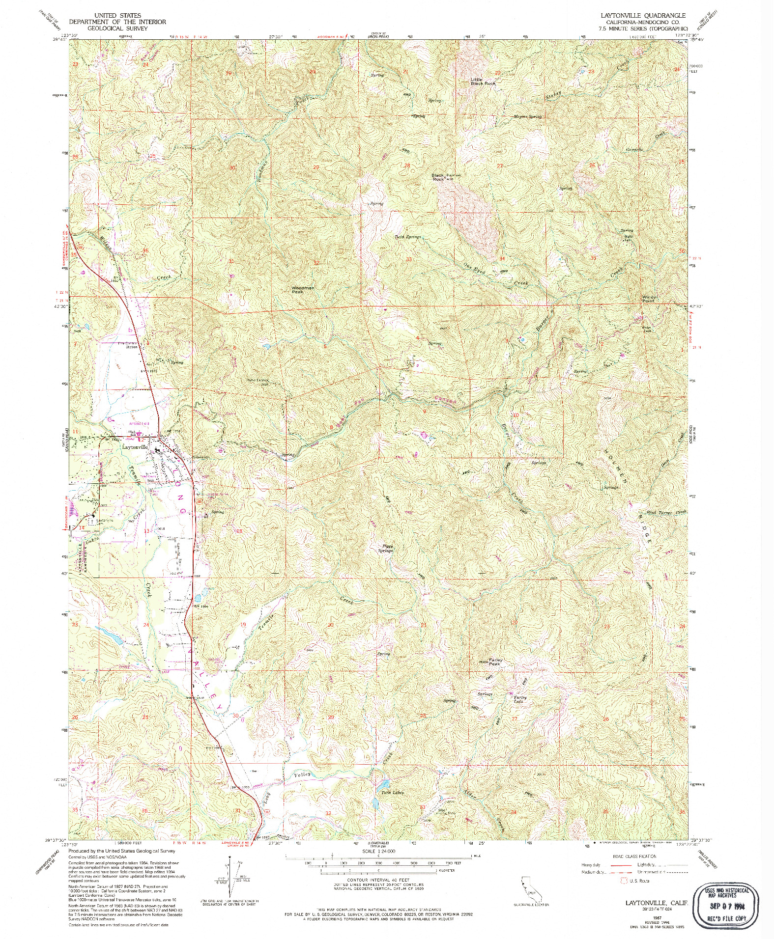 USGS 1:24000-SCALE QUADRANGLE FOR LAYTONVILLE, CA 1967