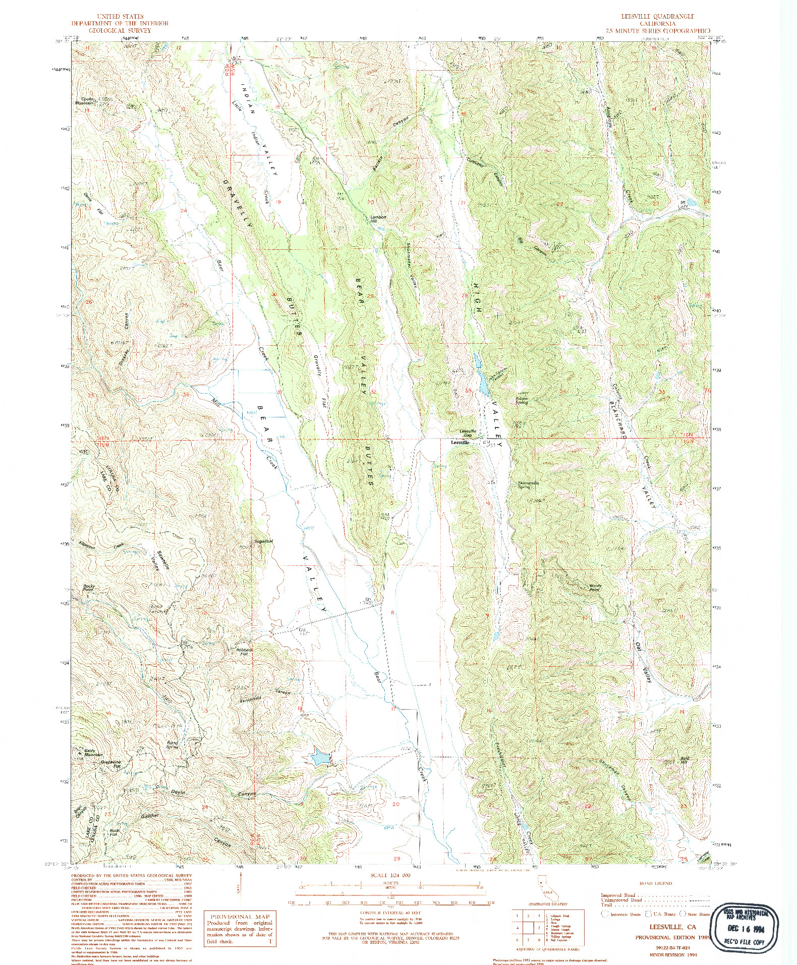 USGS 1:24000-SCALE QUADRANGLE FOR LEESVILLE, CA 1989
