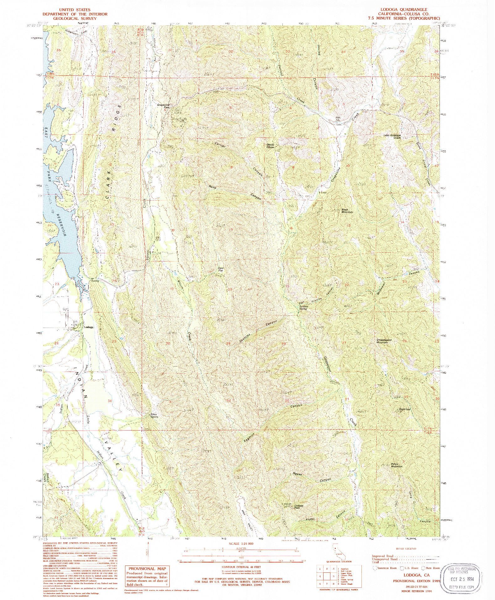 USGS 1:24000-SCALE QUADRANGLE FOR LODOGA, CA 1989