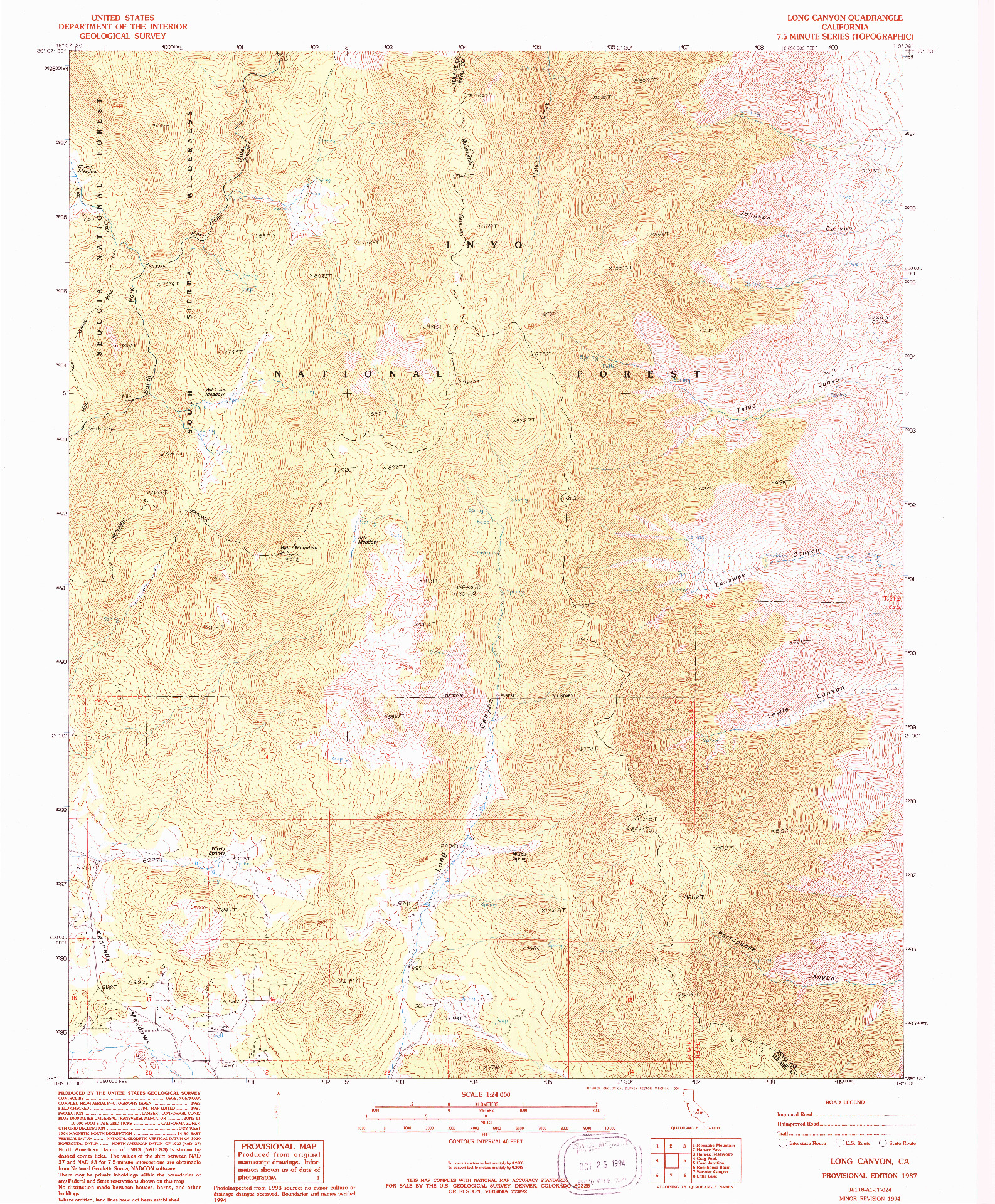 USGS 1:24000-SCALE QUADRANGLE FOR LONG CANYON, CA 1987