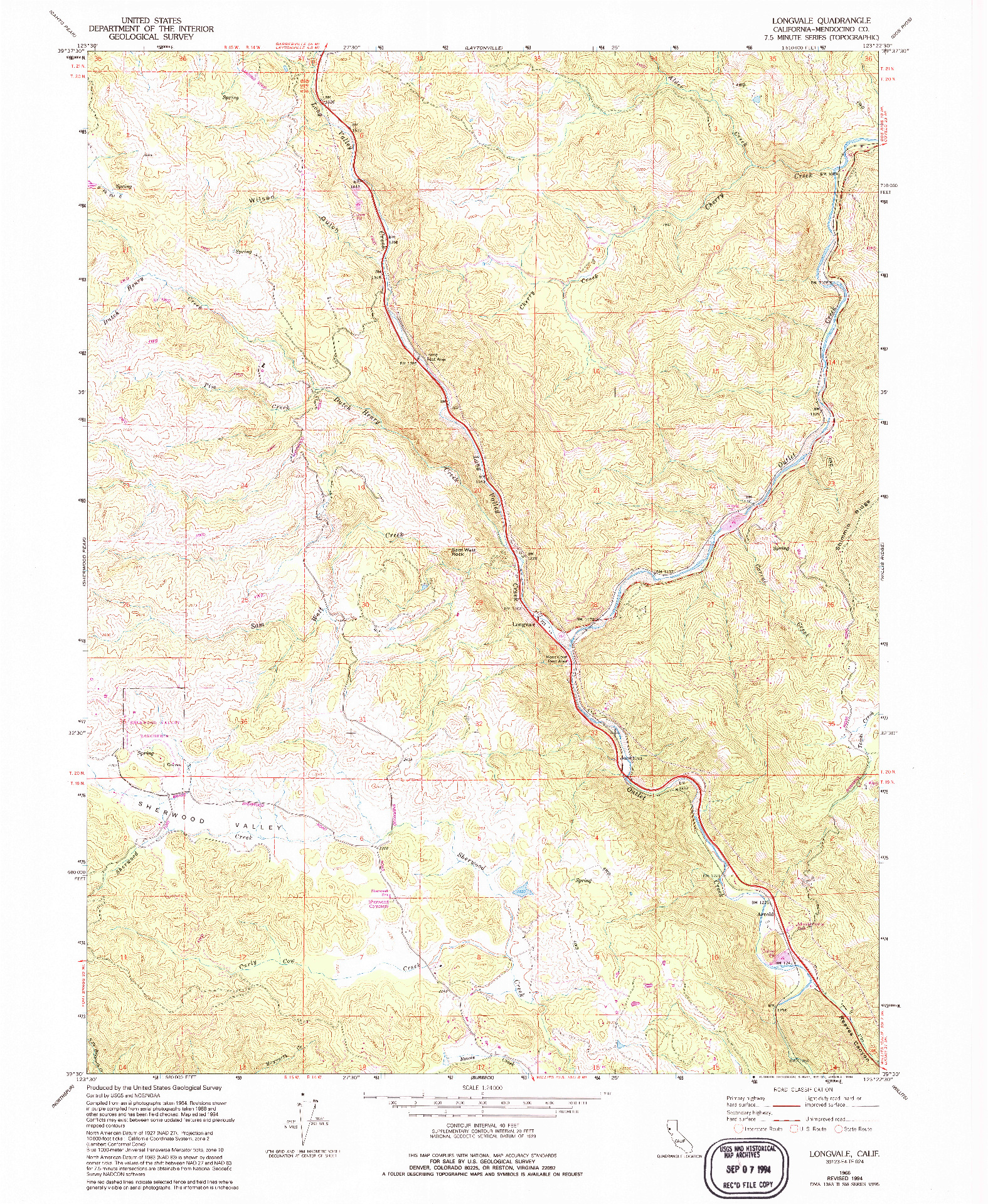 USGS 1:24000-SCALE QUADRANGLE FOR LONGVALE, CA 1966