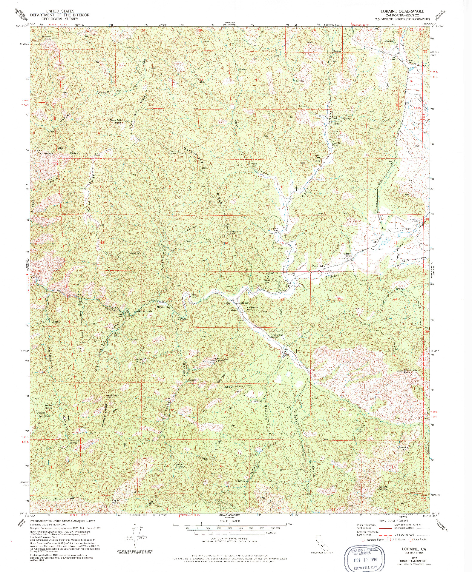 USGS 1:24000-SCALE QUADRANGLE FOR LORAINE, CA 1972