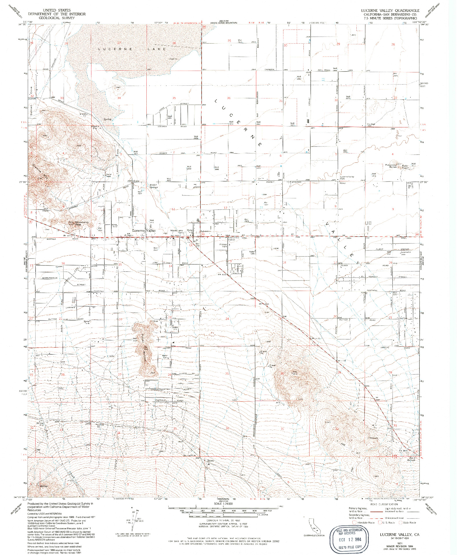 USGS 1:24000-SCALE QUADRANGLE FOR LUCERNE VALLEY, CA 1971