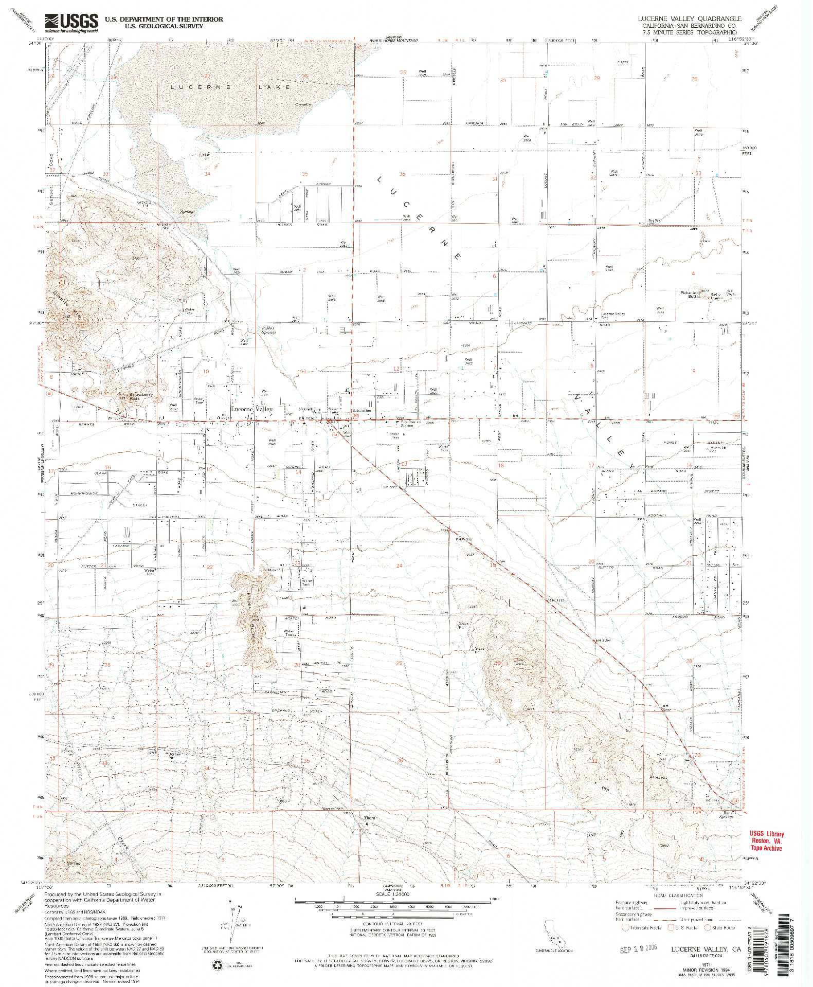 USGS 1:24000-SCALE QUADRANGLE FOR LUCERNE VALLEY, CA 1971