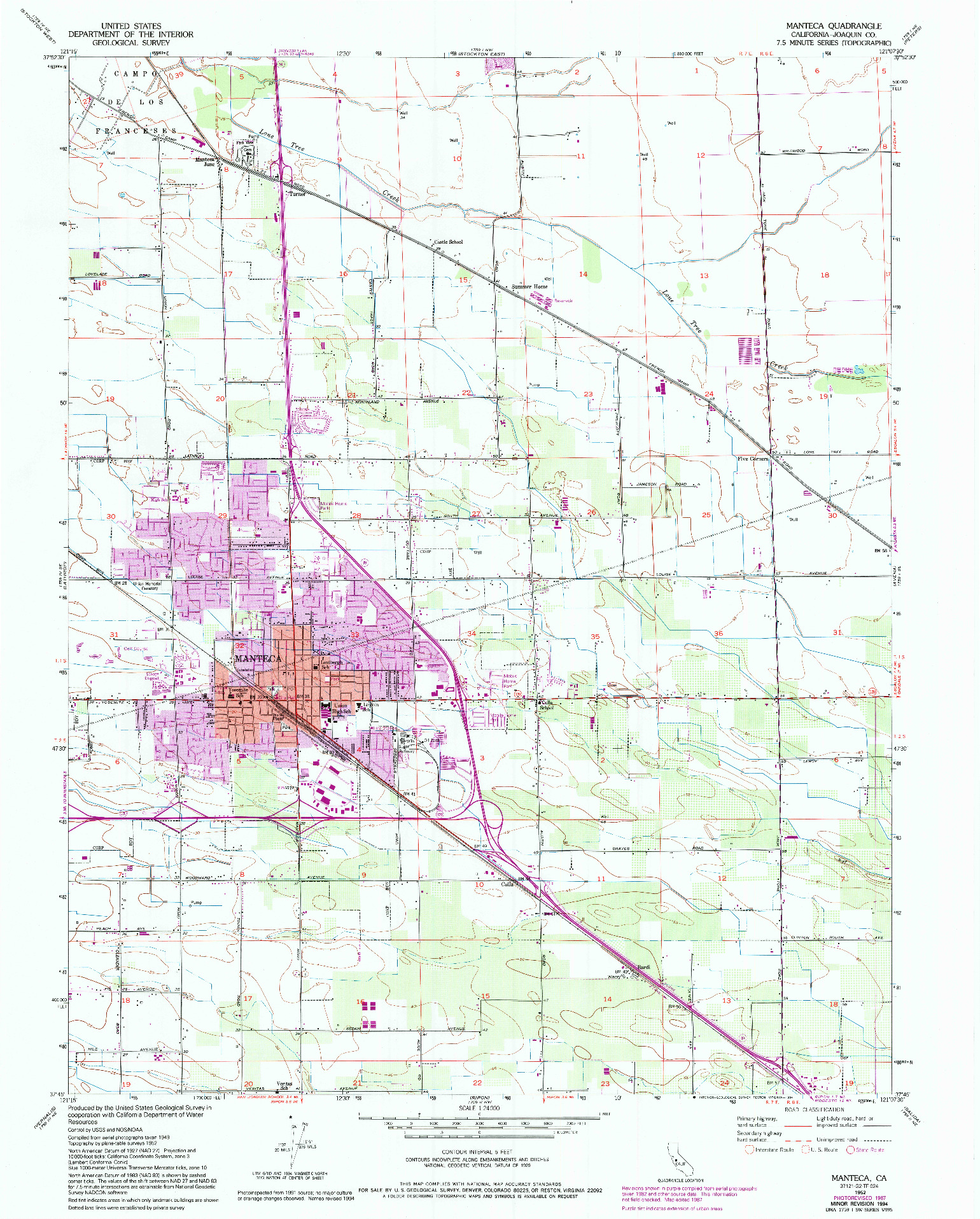 USGS 1:24000-SCALE QUADRANGLE FOR MANTECA, CA 1952