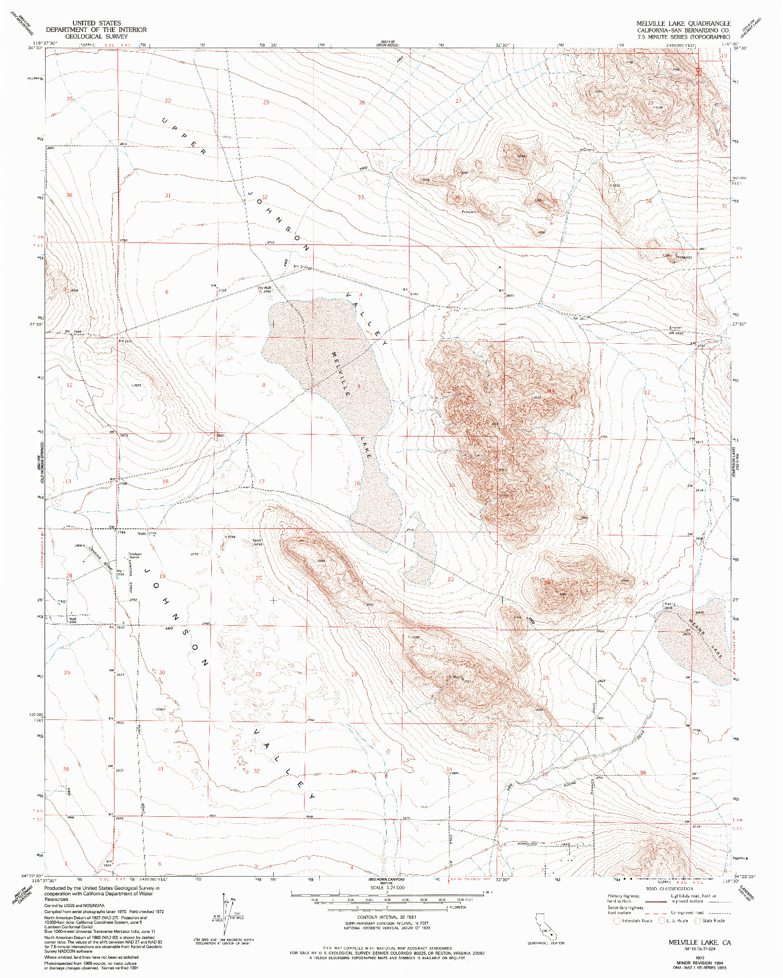 USGS 1:24000-SCALE QUADRANGLE FOR MELVILLE LAKE, CA 1972