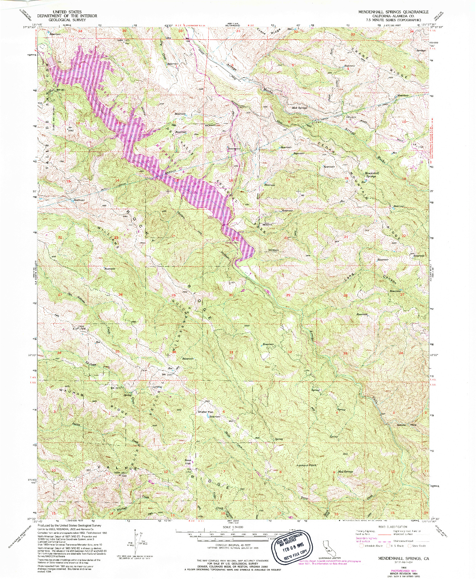 USGS 1:24000-SCALE QUADRANGLE FOR MENDENHALL SPRINGS, CA 1956