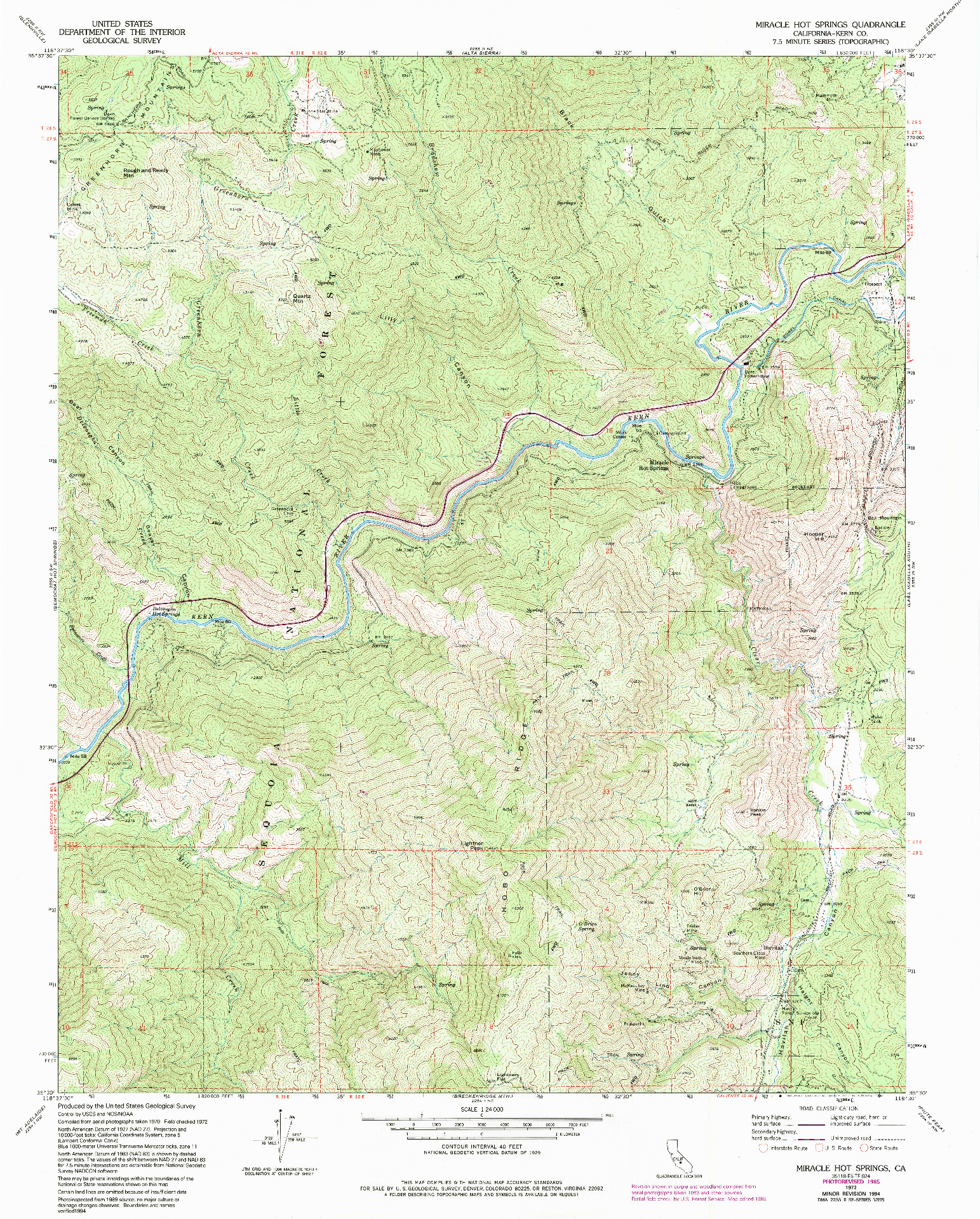 USGS 1:24000-SCALE QUADRANGLE FOR MIRACLE HOT SPRINGS, CA 1972